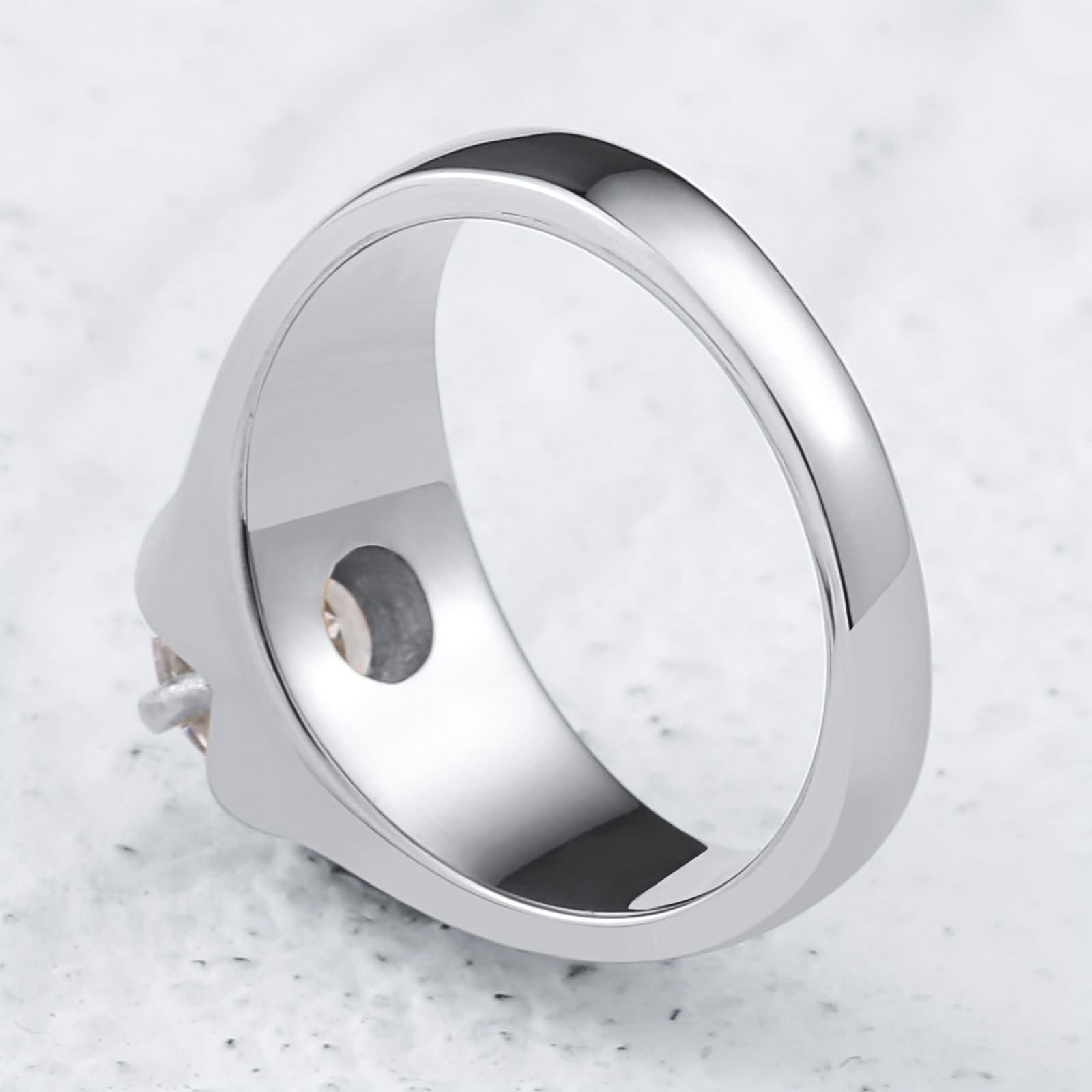 Daesar 10MM Stainless Steel Men's Cubic Zirconia Ring - Gold/Silver Retro Wedding Band (Size 4-12) - Durable & Hypoallergenic Jewelry for Gifts, Anniversaries & Everyday Wear