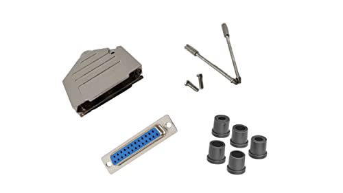 Premium DB25 Female Solder Kit - Full Profile Metal Hood (No Ear) for Reliable Connections | Ideal for Industrial Equipment, Networking & Electronics Repair