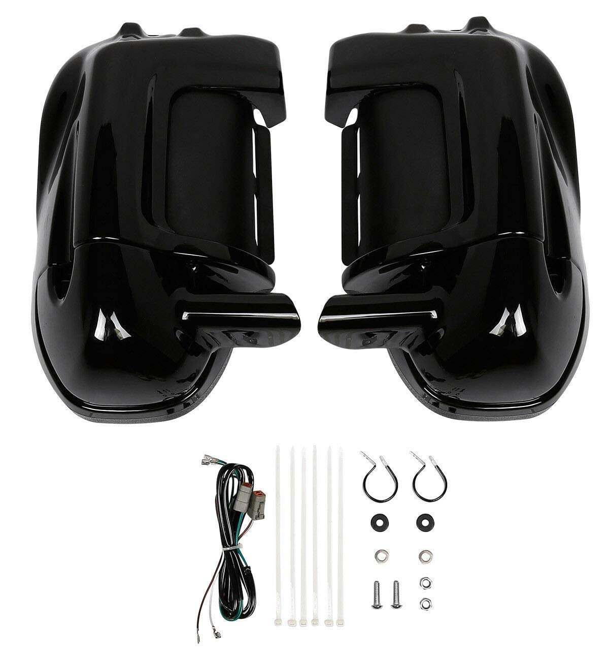 Vented Fairing Lower with Speakers Kit for 1983-2013 Harley Davidson Touring Models (Road King, Electra Glide Ultra, Limited, Ultra Classic, Street Glide CVO & Trike) - Gloss Black | Enhanced Audio & Wind Protection for Long Rides