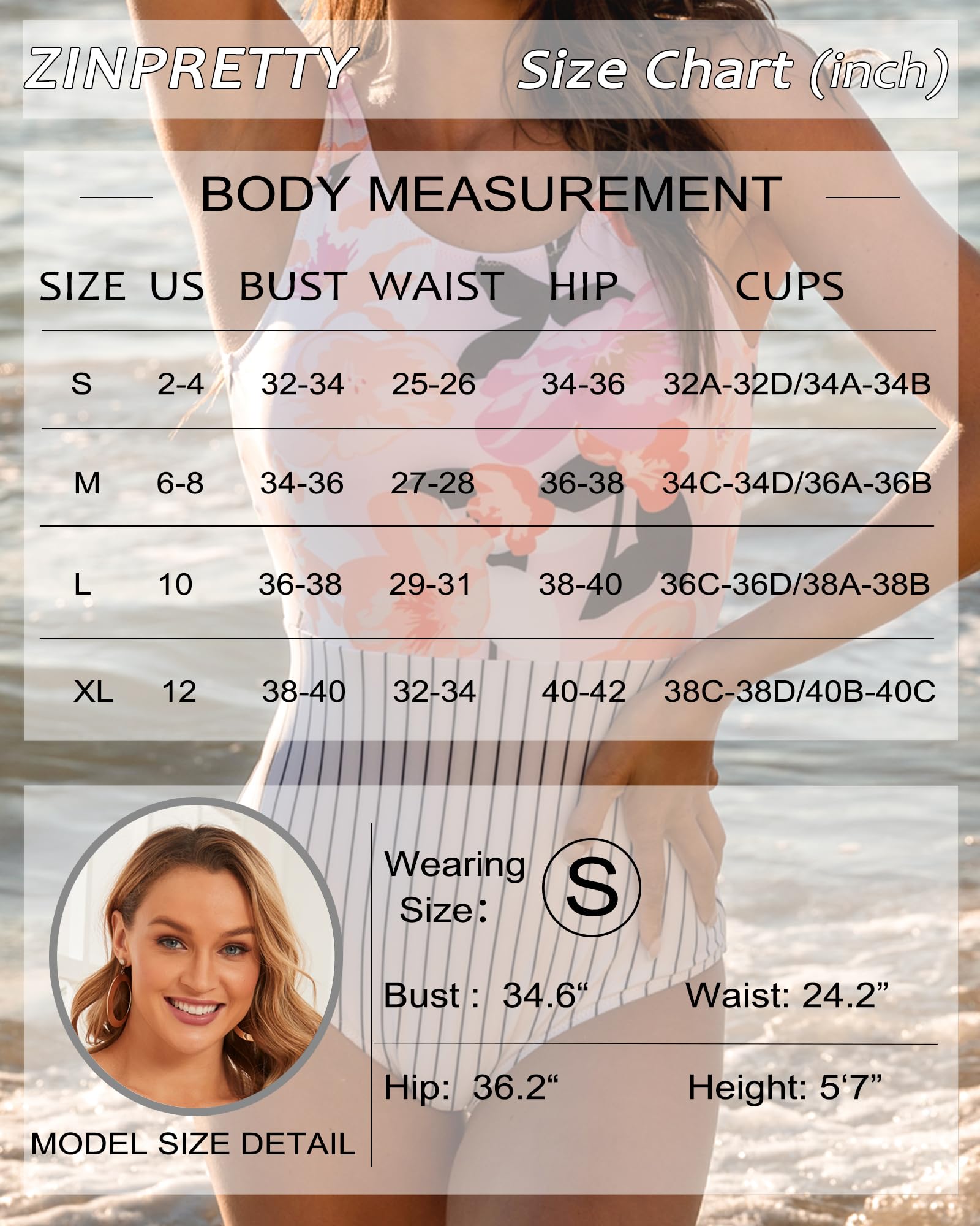 ZINPRETTY One Piece Swimsuit for Women - Tummy Control Modest Full Coverage Monokini with Color Block Design | 2025 Trendy Swimwear for Beach, Pool & Vacation