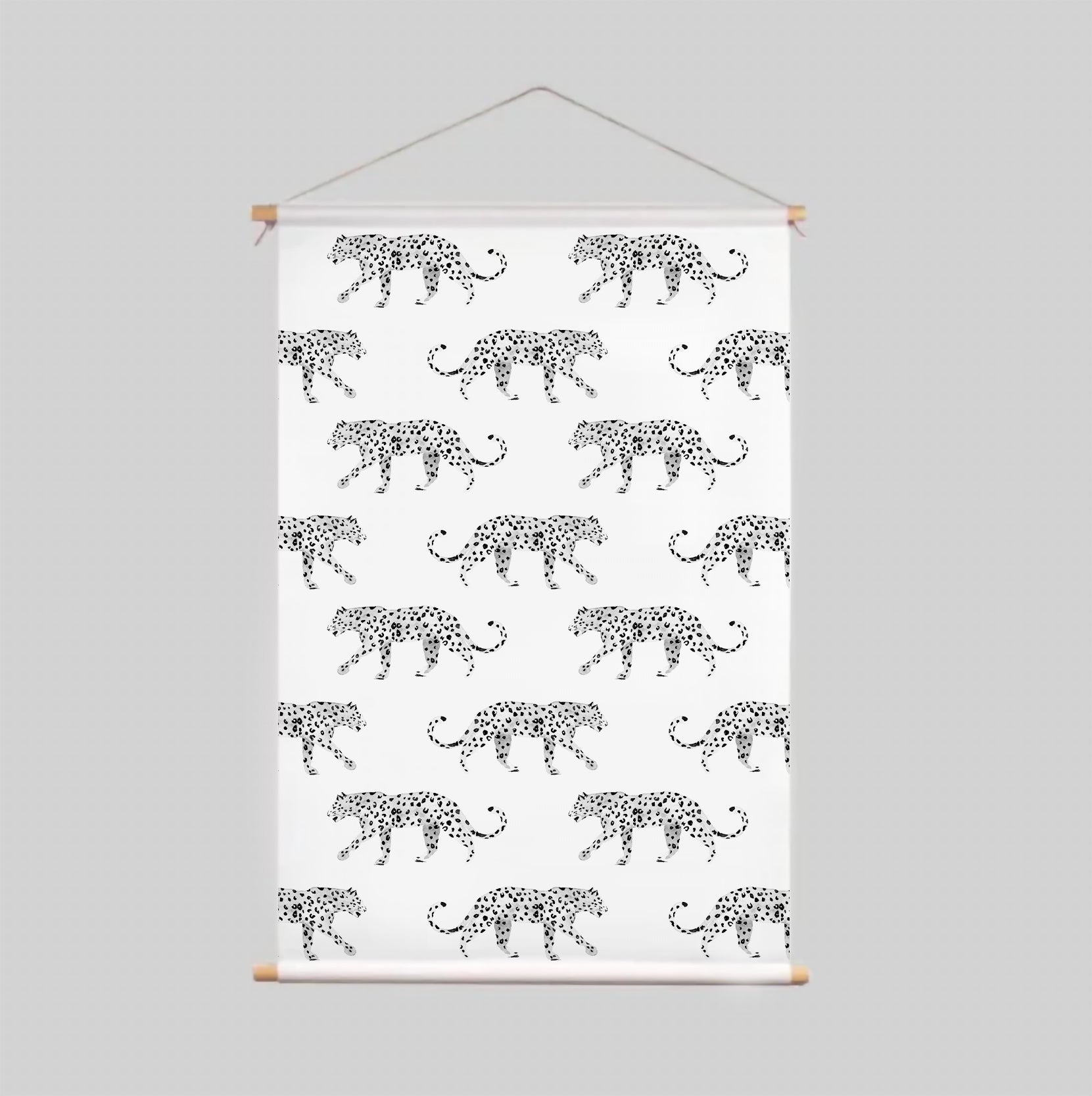 Leopard Print Textile Poster - Black and White Wall Art for Home, Office & Dorm Decor