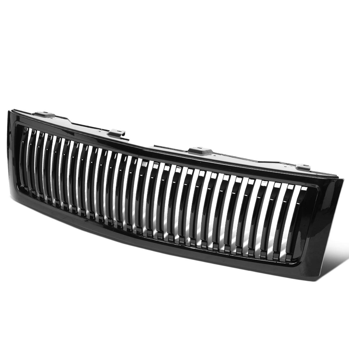 Auto Dynasty Front Upper Bumper Grille Grill for 2007-2013 Chevy Silverado 1500 | ABS Plastic Vertical Style Glossy Black Replacement | Enhances Truck Appearance & Protection