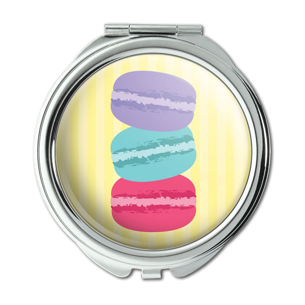 French Macaron Cookie Compact Purse Mirror - Elegant Vanity Mirror for Makeup, Travel & Gift (Pink) | Perfect for Handbags, Cosmetics & Bridal Accessories