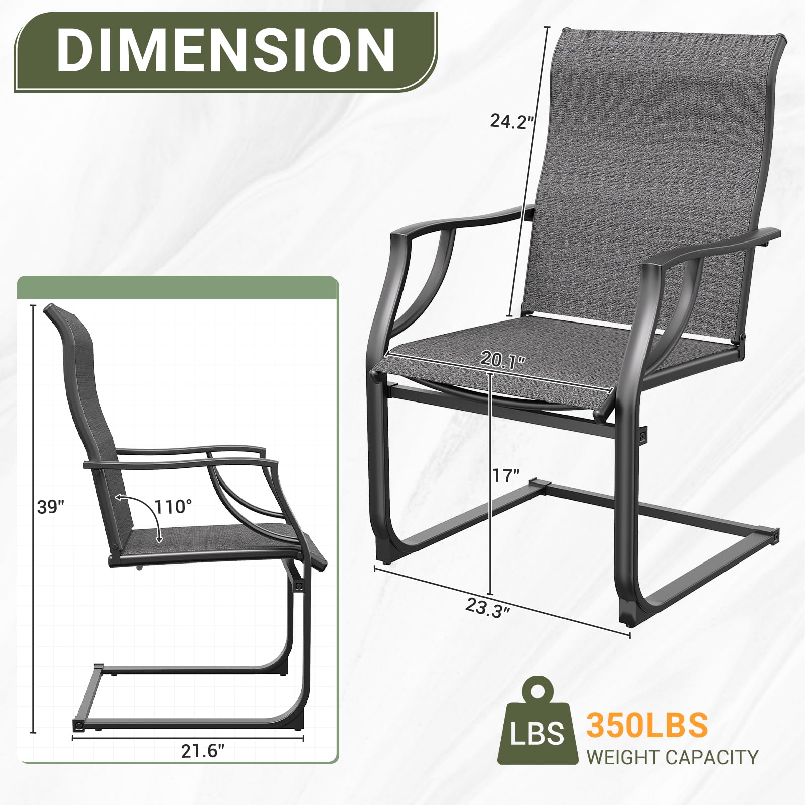 Amopatio 4-Piece Patio Chairs Set - All-Weather Outdoor Dining Chairs with Breathable Design - Grey Garden Furniture for Backyard, Deck & Poolside Relaxation