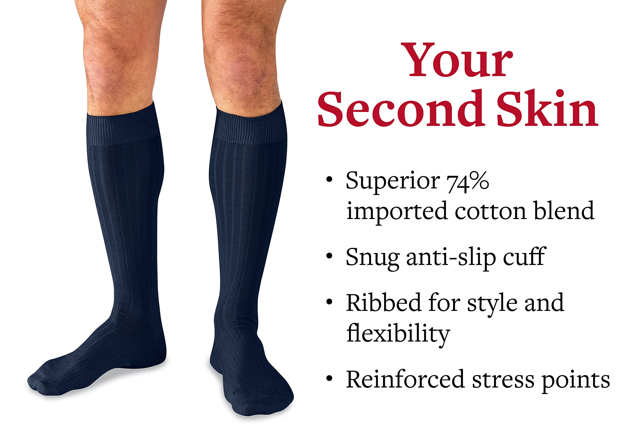 Premium Cotton Dress Socks for Men - Knee High Over The Calf Formal Socks - Breathable Business & Wedding Socks by Boardroom Socks - Perfect for Office, Formal Events & Special Occasions