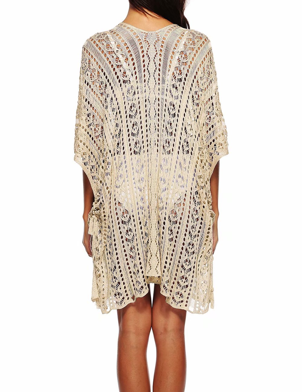 Women's Crochet V-Neck Batwing Bikini Cover Up - Stylish Beach Swimwear for Summer Vacation, Pool Party & Tropical Getaway