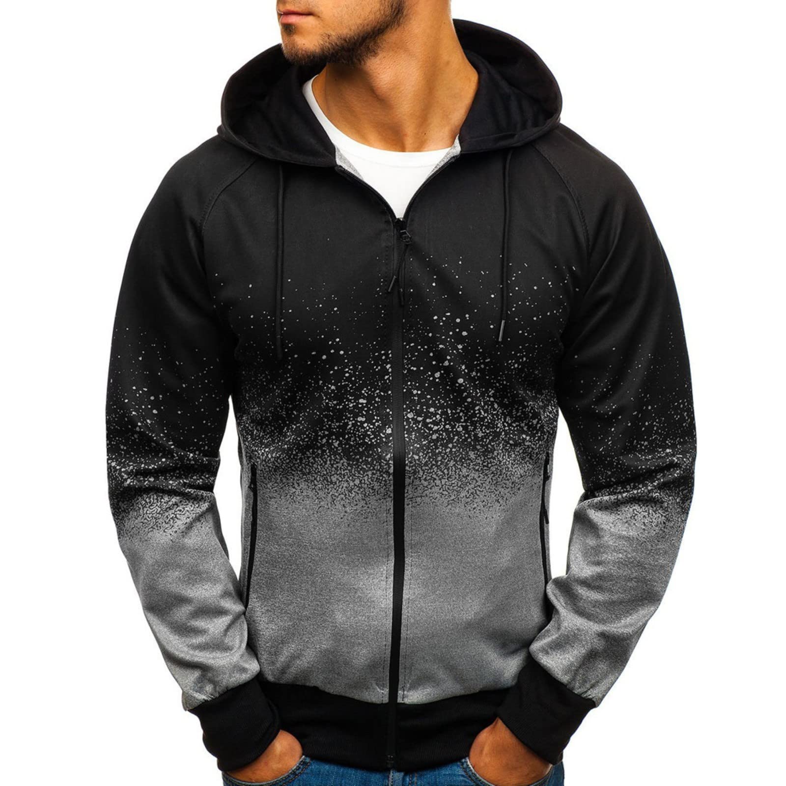 Men's Tie Dye Zip Up Hoodies - Long Sleeve Full Zip Sweatshirts with Drawstring Hood | Casual Streetwear for Gym, Running & Outdoor Activities