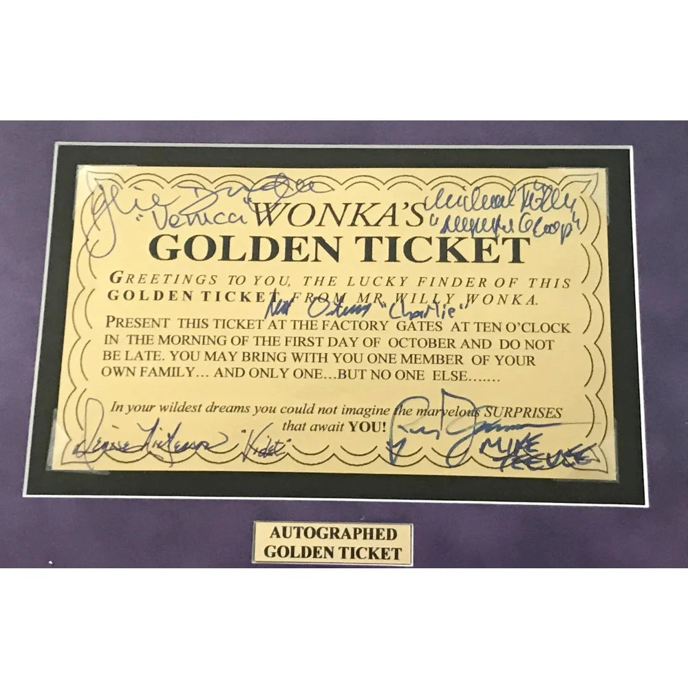 Gene Wilder Willy Wonka Kids Signed Golden Ticket 8x10 Framed Collage with PSA COA - Perfect for Movie Memorabilia Collectors and Charlie and the Chocolate Factory Fans