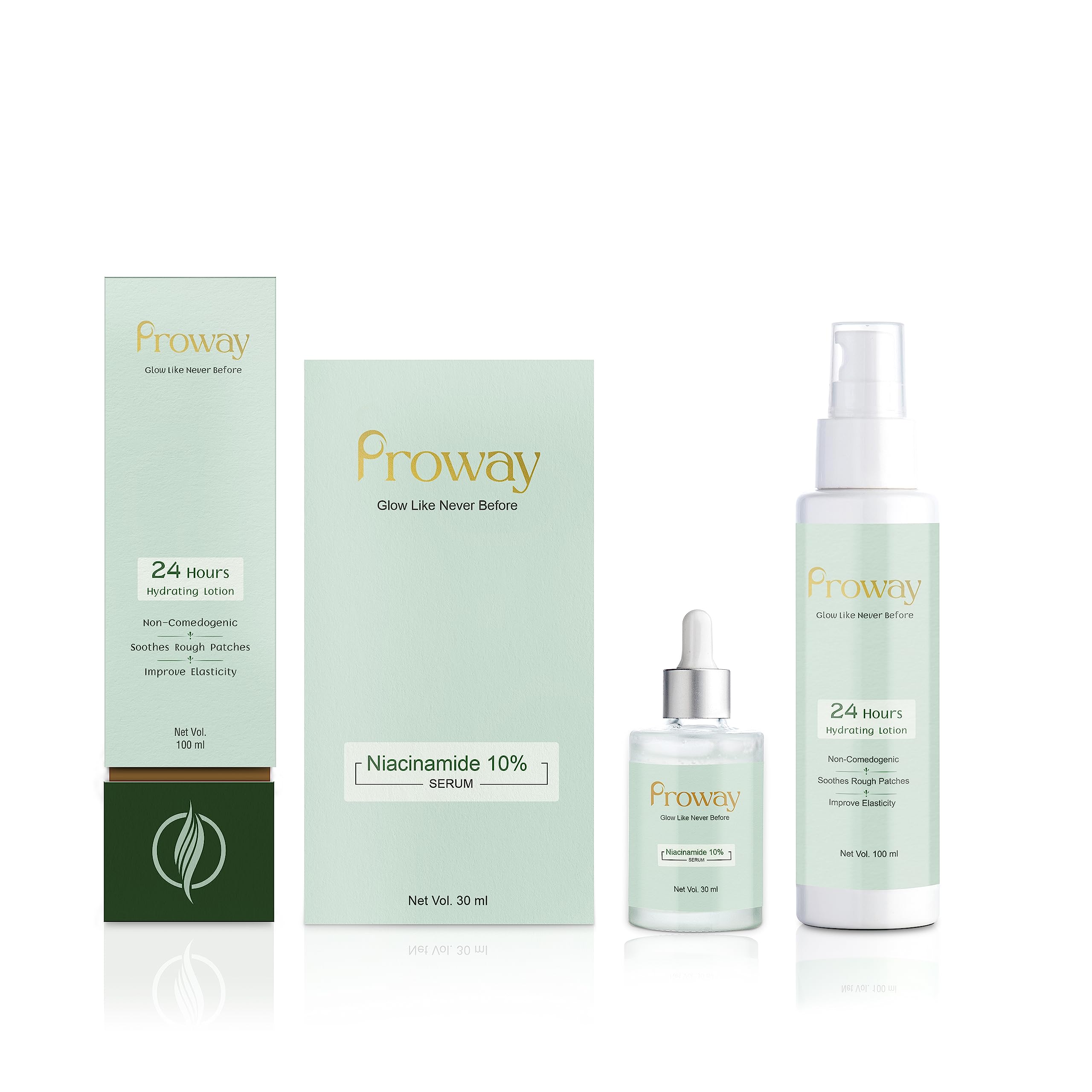 Niacinamide 10% Face Serum & Hydrating Lotion Set - Brightens Skin, Reduces Acne Marks & Wrinkles, 30ml Serum + 100ml Lotion with Dead Sea Algae - Anti-Aging Skincare Combo for Men & Women | Perfect for Daily Glow Routine & Travel Skincare