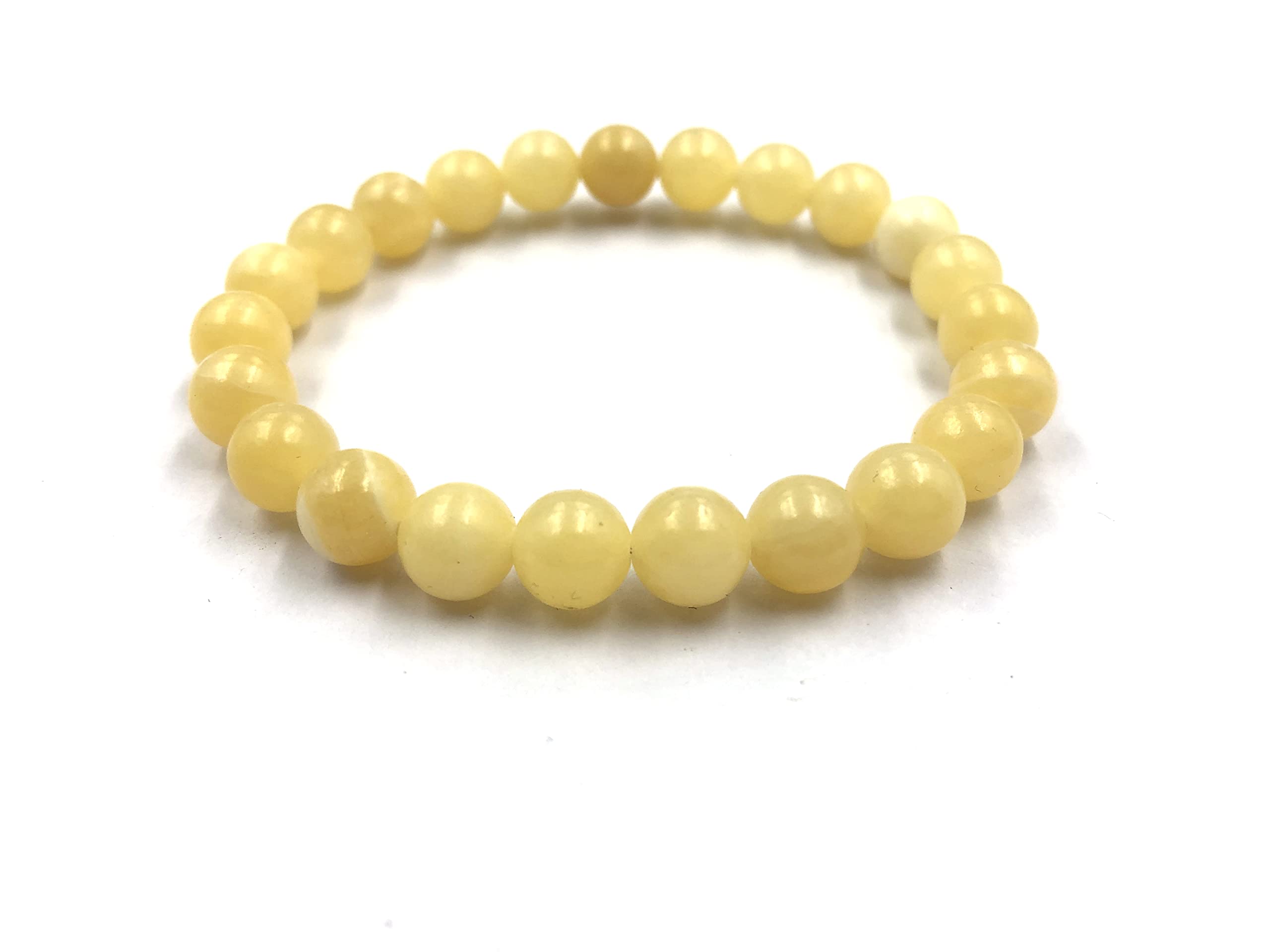AAA Natural Honey Calcite Gemstone 8mm Round Beaded Stretch Bracelet - Unisex Healing Crystal Jewelry for Men & Women, Couples Matching Gift, Anxiety Relief, Meditation & Yoga Accessory