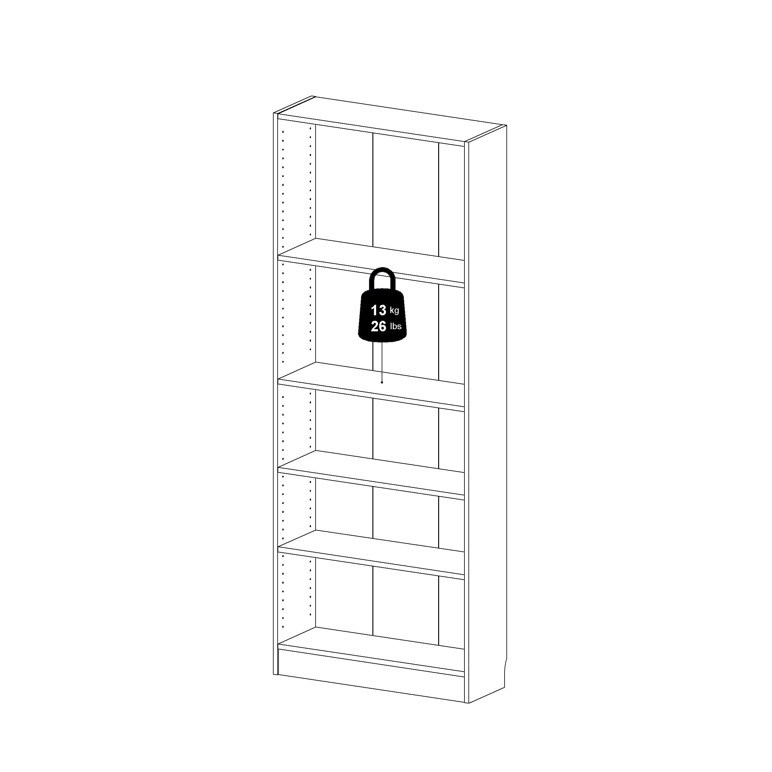Tvilum Element Wide 5 Shelf Bookcase - Tall White Wooden Bookshelf for Home Office, Living Room & Bedroom Storage Organizer