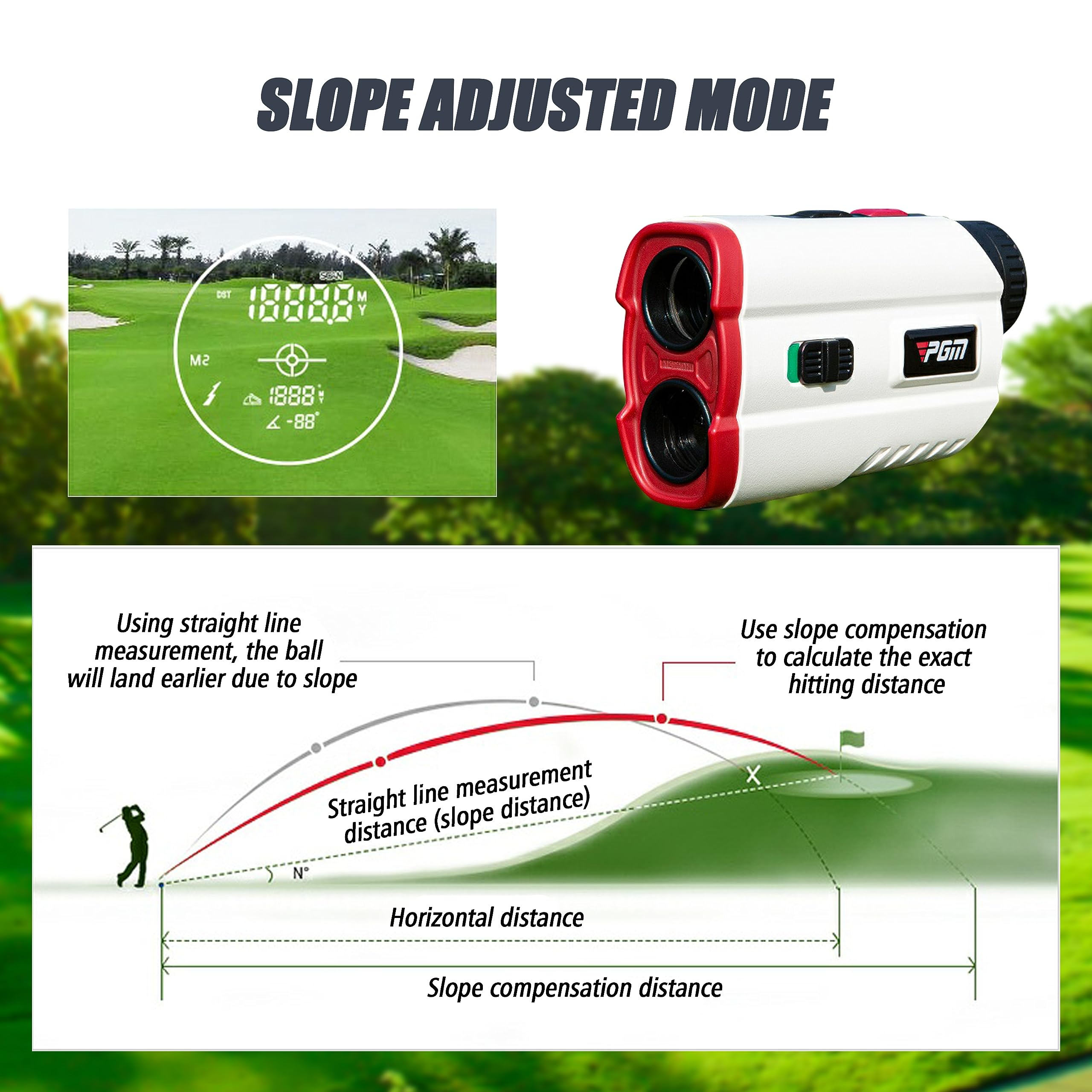 PGM Golf Rangefinder with Slope | 600 Yard Laser Range Finder | 7X Magnification | Flag Lock & Vibration | Golf Gifts for Men | Perfect for Tournament Play & Course Practice