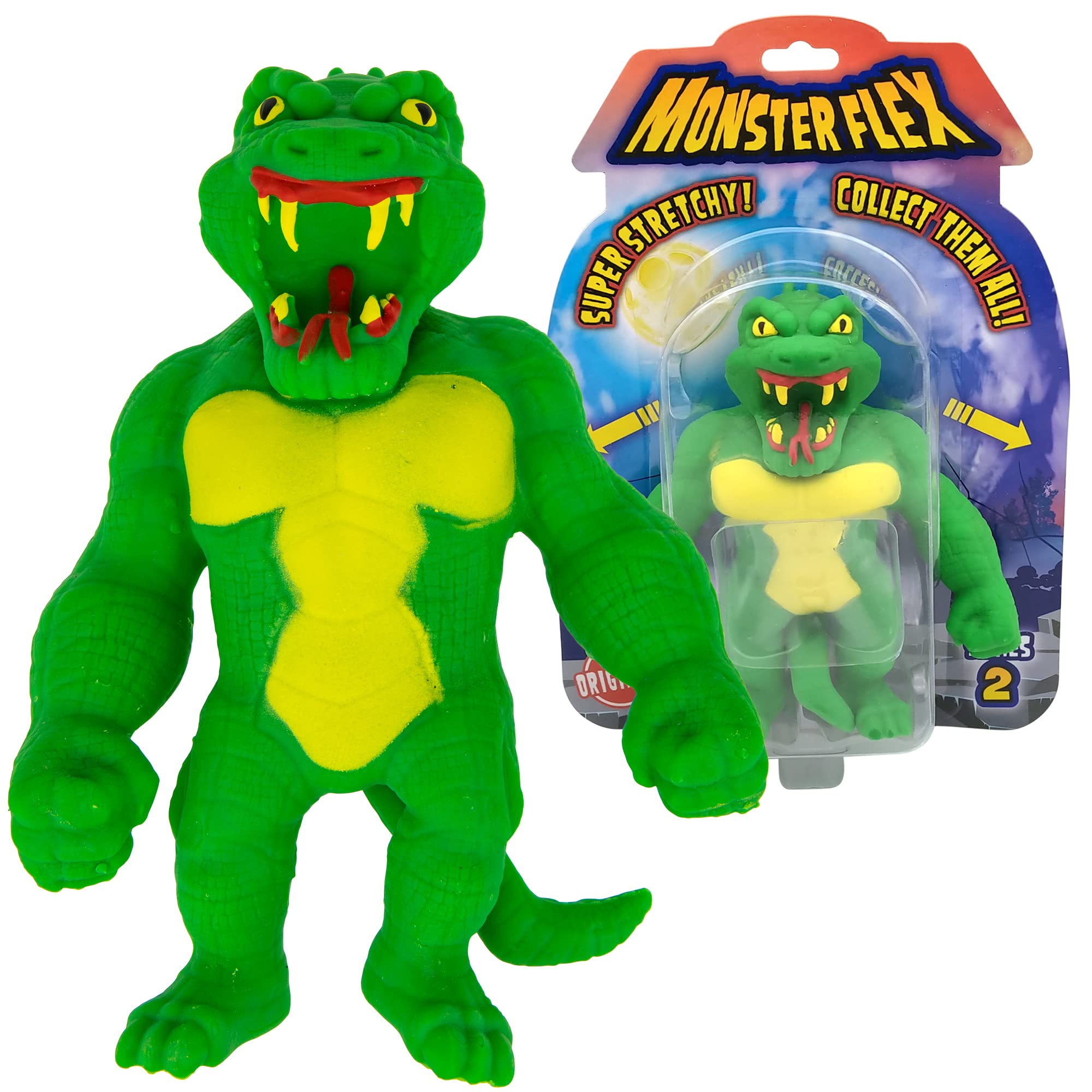Monster Flex Stretchy Toys for Kids - 14 Unique Spooky Stretch Monsters Sensory Fidget Stress Relief Toys for Boys & Girls | Perfect for Birthday Gifts, Party Favors, Classroom Rewards & Anxiety Relief | Series 2 Reptile Man Edition