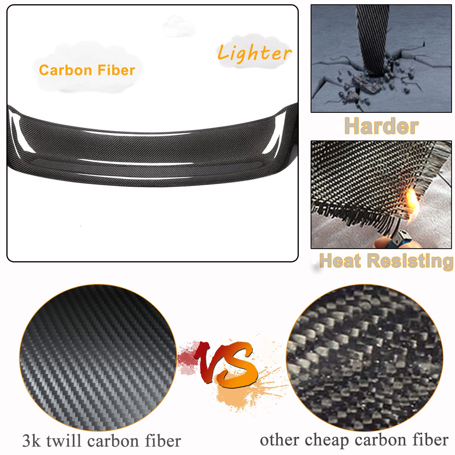 Carbon Fiber Trunk Spoiler for Infiniti Q50 Q50S Sedan 2013-2021 - High Kick Rear Wing Lip Spoiler - OEM Style Boot Lid Upgrade - Perfect for Car Enthusiasts & Street Racing Style