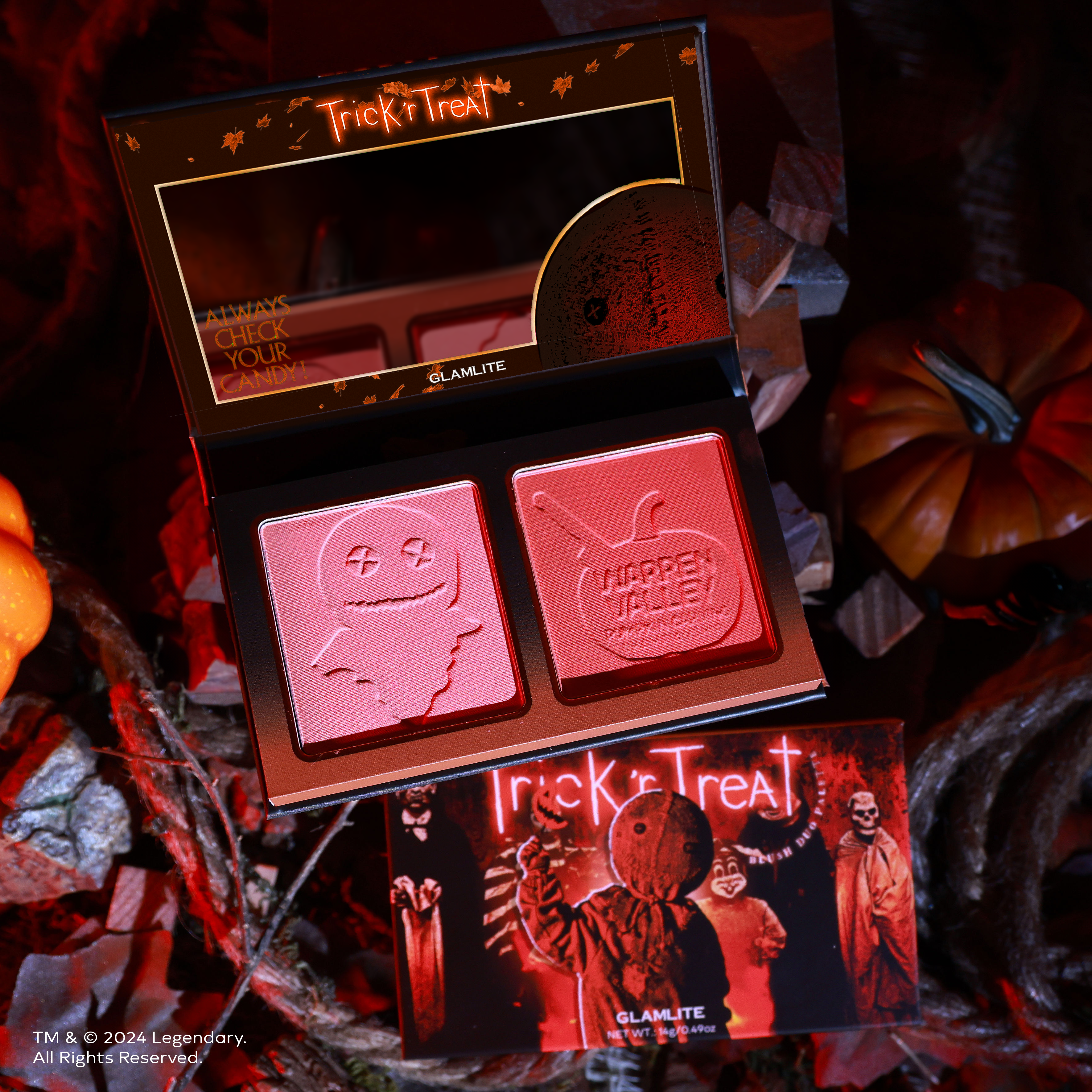 Trick 'r Treat x Glamlite Blush Duo - Halloween Makeup Palette for Cheeks & Contour | Perfect for Costume Parties & Spooky Night Out Looks