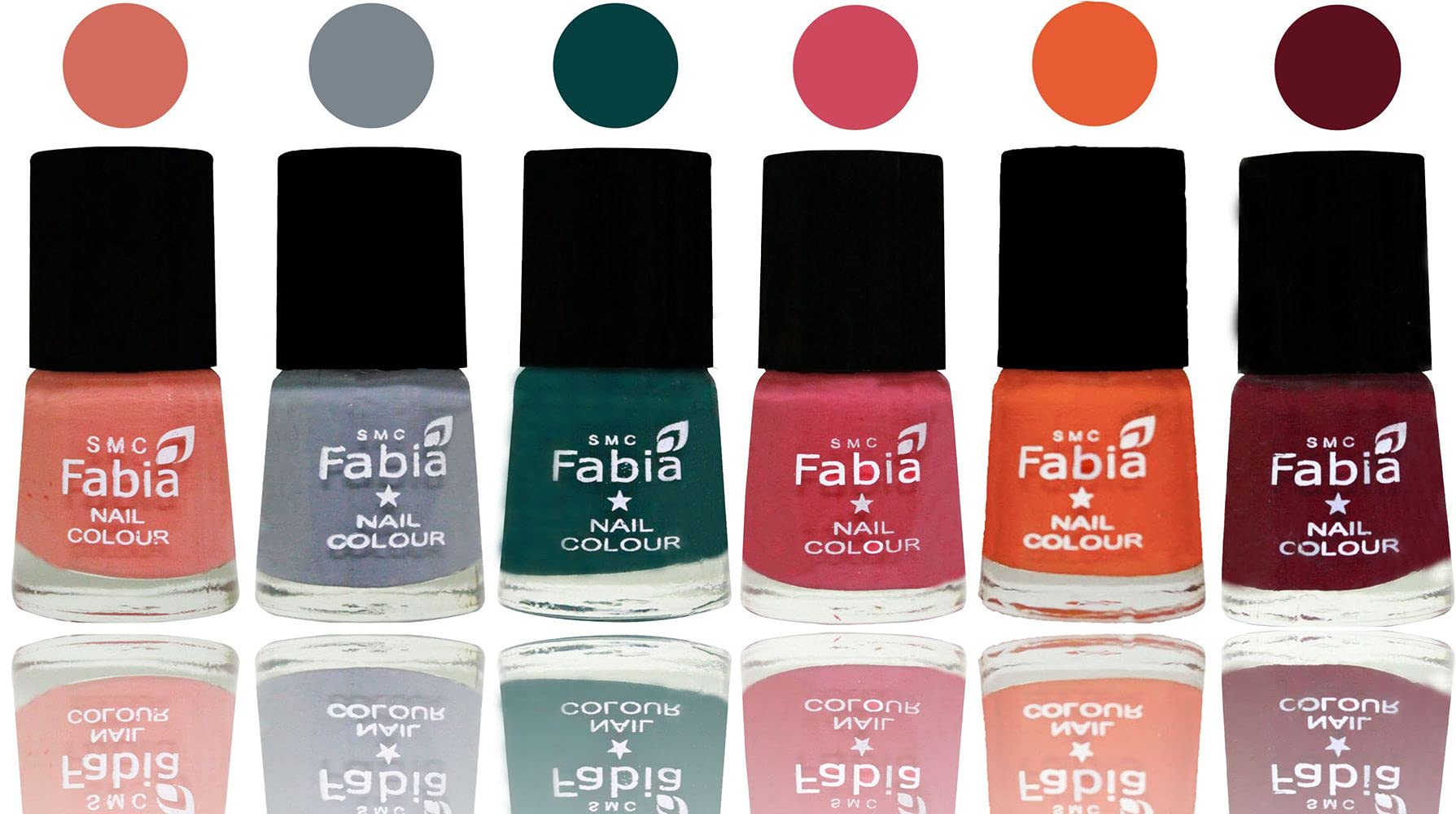 SMC Fabia Shine Bright Glossy Nail Polish Set - 6 Vibrant Colors (02873) | Long-Lasting & Chip-Resistant Nail Paint for Manicures, Pedicures & Special Occasions