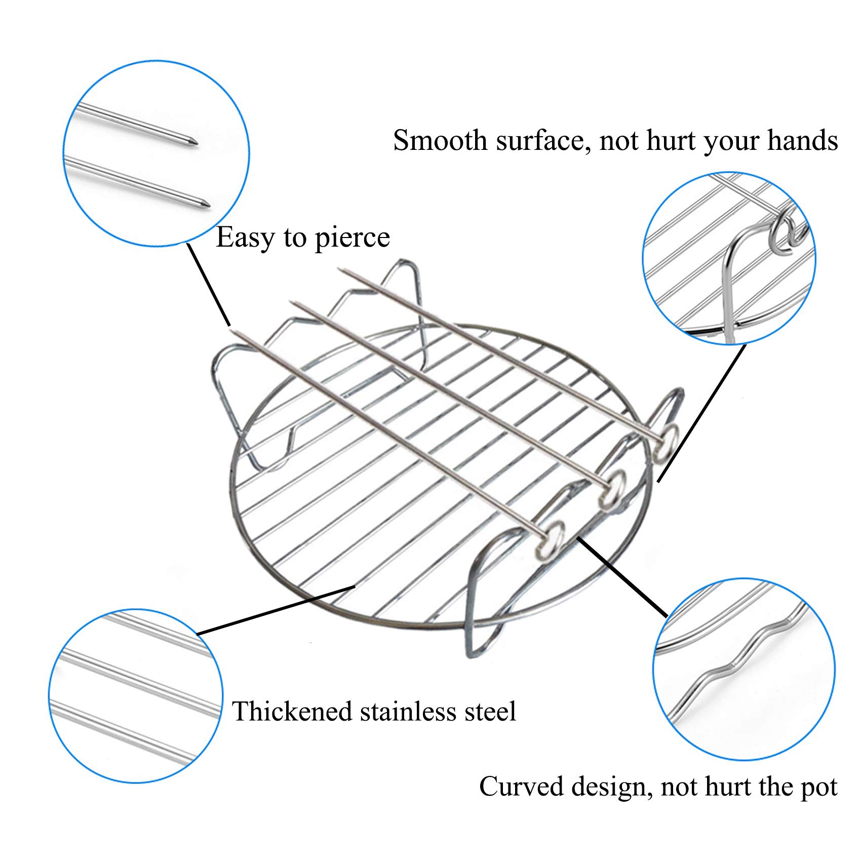 2Pcs Air Fryer Accessories Kit - Multipurpose Cooking Steaming Rack & 3 Skewer Rack Set (6 Inch) - Compatible with Most Air Fryers - Perfect for Healthy Frying, Steaming, and Grilling - Ideal for Family Meals, Parties, and Quick Snacks