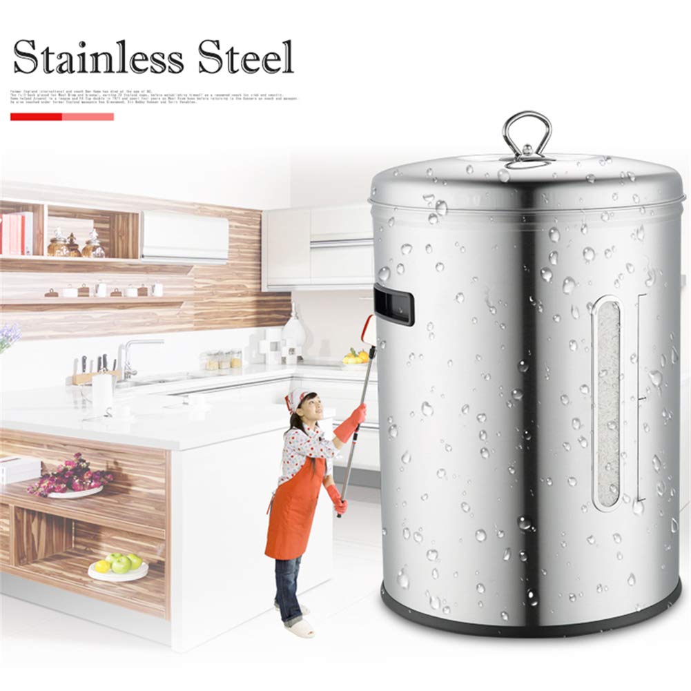 Stainless Steel Rice Storage Container with Airtight Lid - 10kg Large Capacity Food Bin for Rice, Flour, Sugar & Dry Goods - Perfect for Kitchen Pantry Organization & Bulk Food Storage