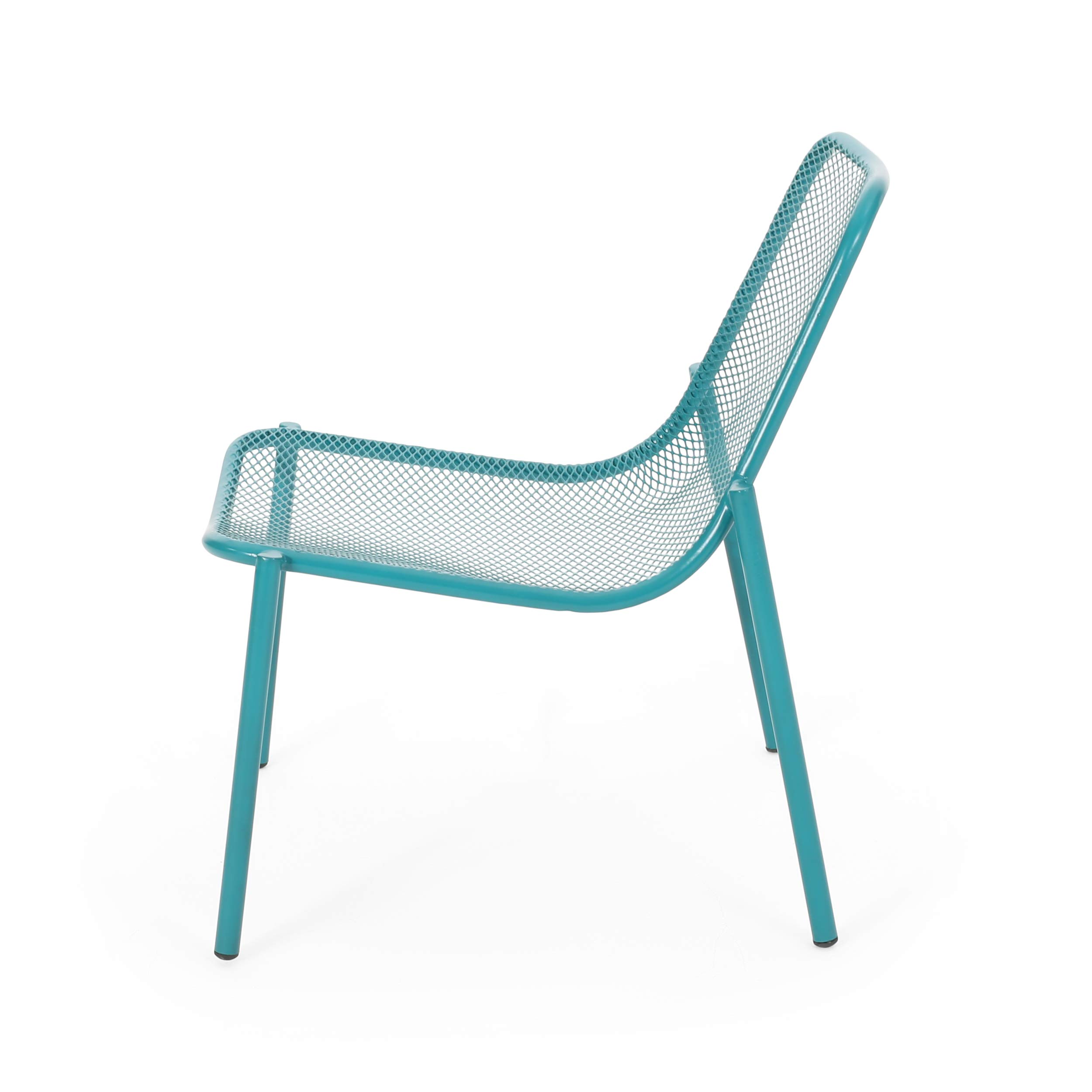 GDF Studio Modern Outdoor Dining Chairs Set of 2 - Waterproof Matte Teal Patio Furniture for Backyard, Garden & Poolside Dining