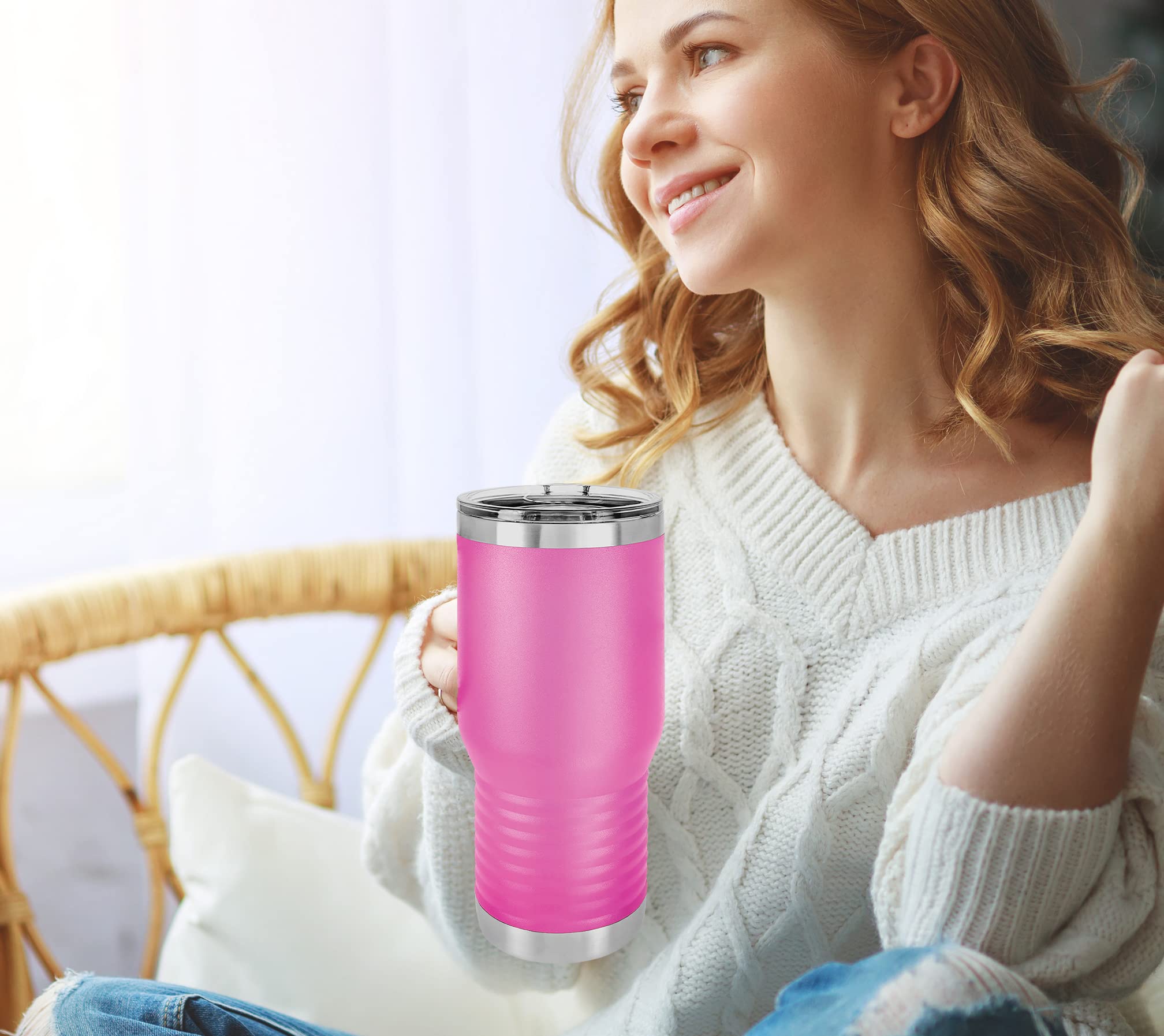 Polar Camel 20 oz Vacuum Insulated Stainless Steel Travel Tumbler with Handle & Slider Lid - Leakproof Coffee Mug for Hot & Cold Drinks - Perfect Gift for Men & Women (Light Purple) - Ideal for Office, Commuting, Camping & Outdoor Activities