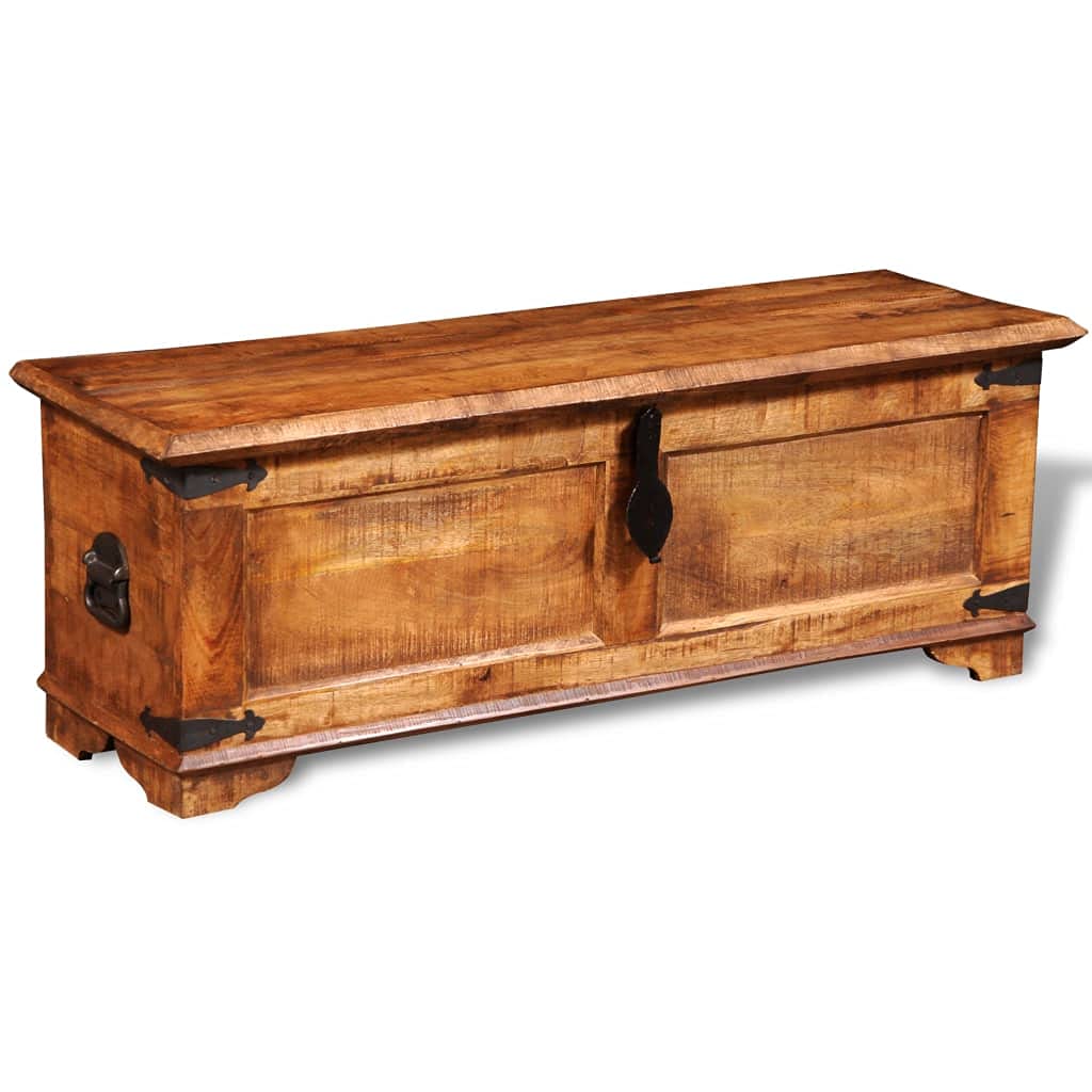 Solid Wood Storage Chest - Rustic Wooden Treasure Box with Sturdy Construction, 43.3
