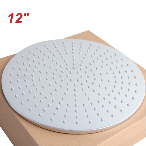 12 Inch Round Rainfall LED Shower Head - Cascada Stainless Steel Chrome Finish Showerhead (No Shower Arm Included) | Modern Bathroom Upgrade for Spa-Like Experience