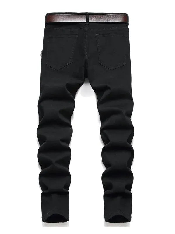 Patches Straight Leg Jeans for Women - High Waist Denim Pants with Stretch - Casual & Comfortable Jeans for Everyday Wear