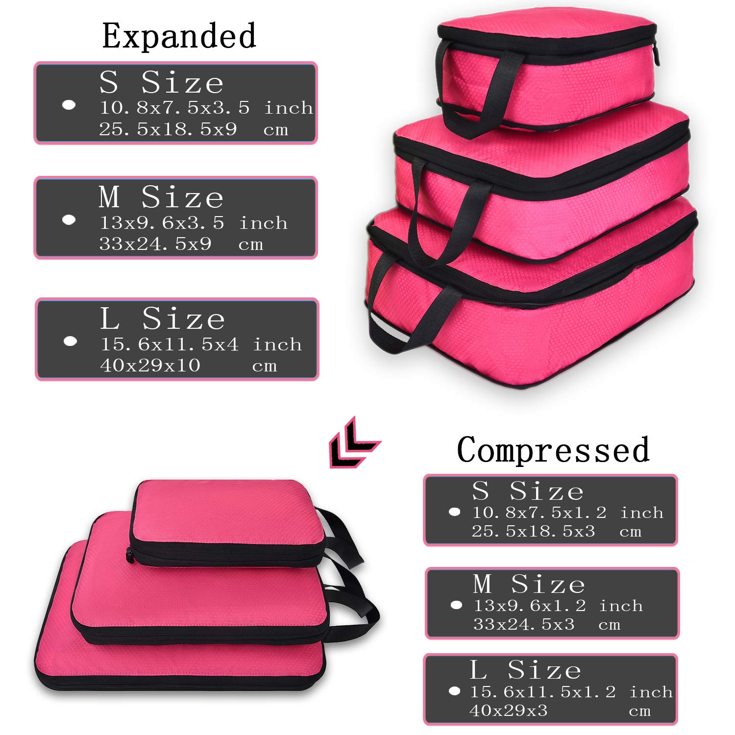 YZAOLL 6-Piece Kids Travel Compression Packing Cubes Set - Space-Saving Luggage Organizers for Boys & Girls (Green Rose) | Perfect for Family Vacations, School Trips & Camping Accessories