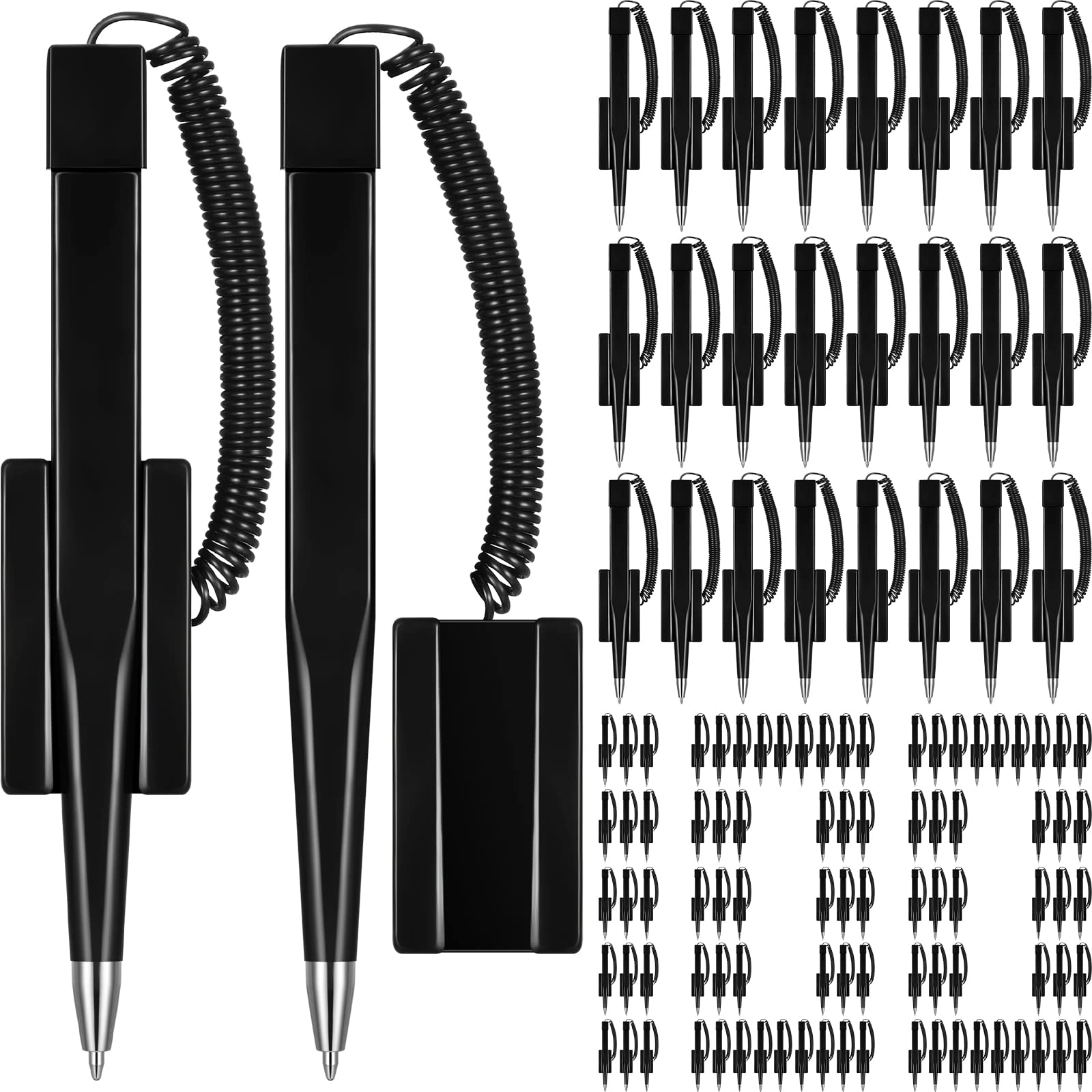 100-Piece Secure Counter Pens with Chain Holder - Anti-Theft Reception Desk Pens for Home, Office, Bank & Workplace - Ideal for Customer Service, Retail Counters & High-Traffic Areas
