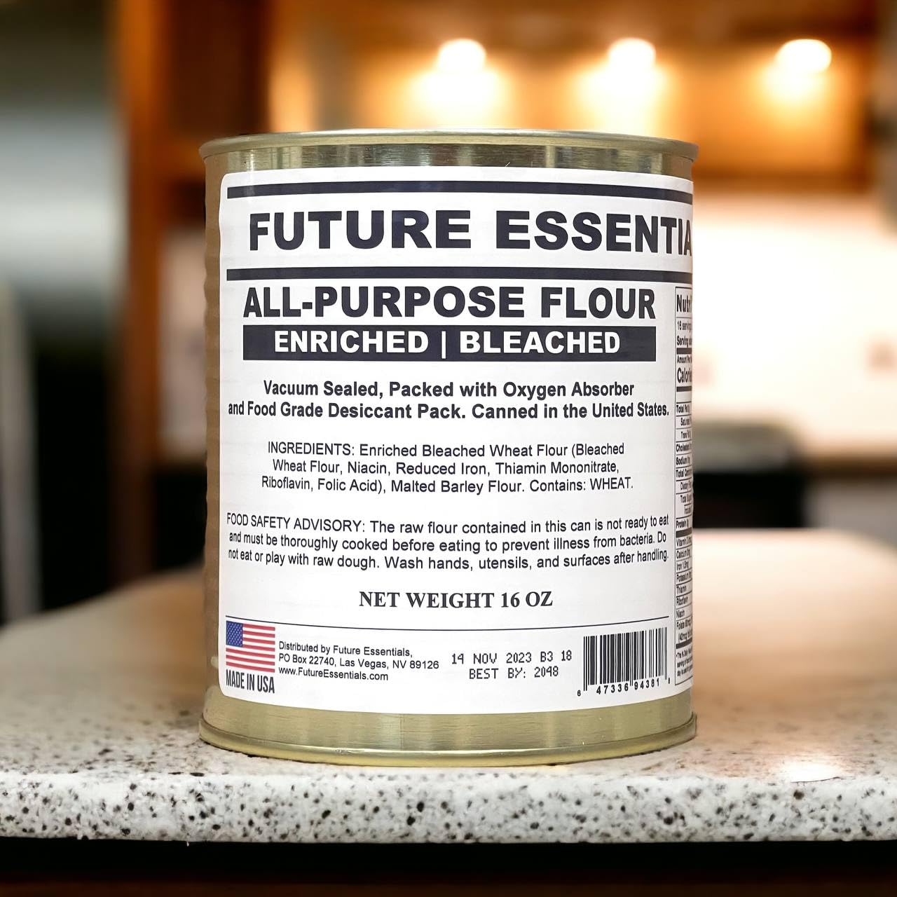 Future Essentials All Purpose White Flour - 12 Cans (50 lbs) - Bulk Baking & Cooking Flour for Bread, Pizza, Pastries - Perfect for Bakeries, Restaurants & Home Kitchens