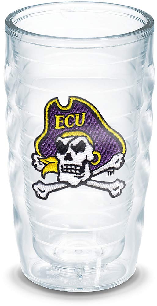 Tervis USA Made Double Walled Insulated Tumbler - East Carolina University Pirates Themed 10oz Wavy Cup for Hot & Cold Drinks (No Lid, Cross Bones Design) - Perfect for College Dorms, Tailgating & Office Use