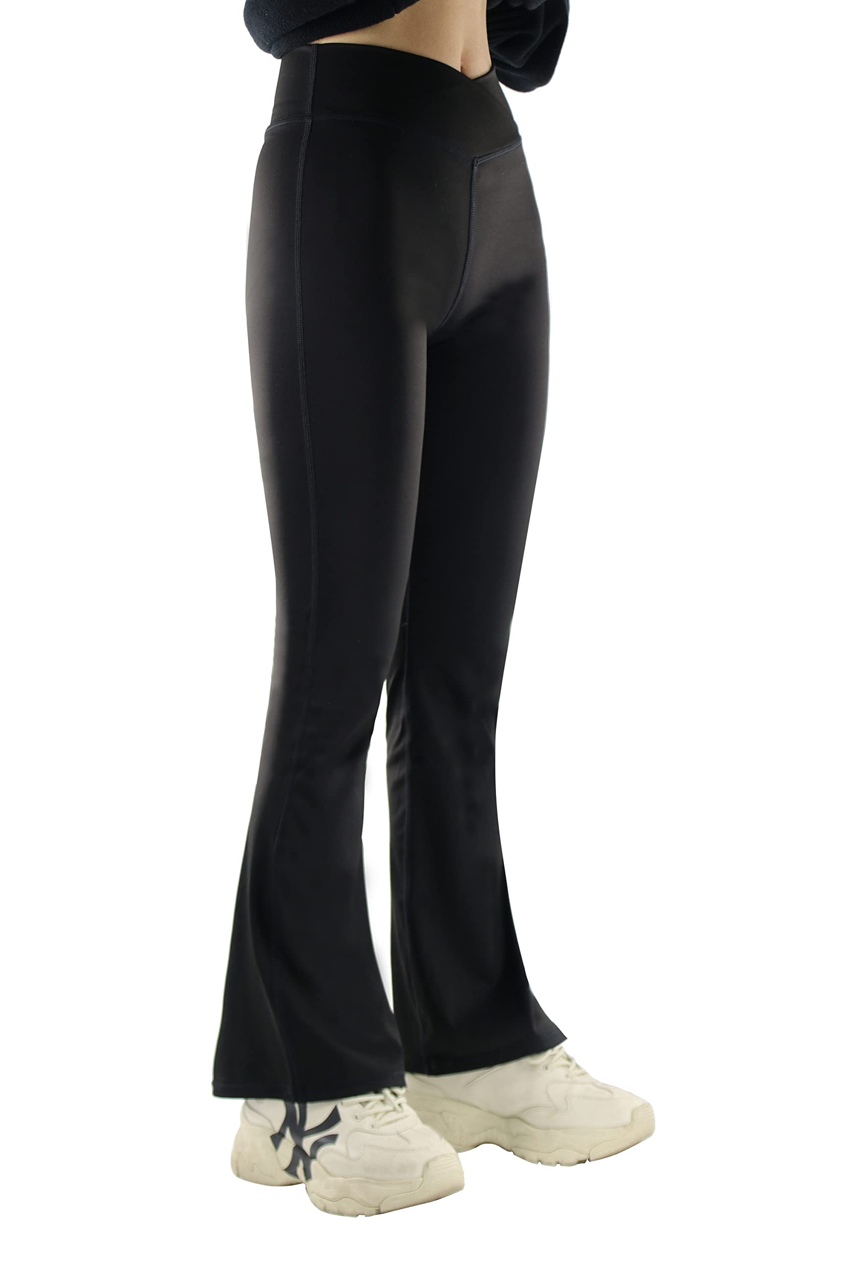Girls High Waisted Flare Leggings - Bootcut Yoga Pants with Cross Waist Design | Perfect for Dance, Yoga & Casual Wear