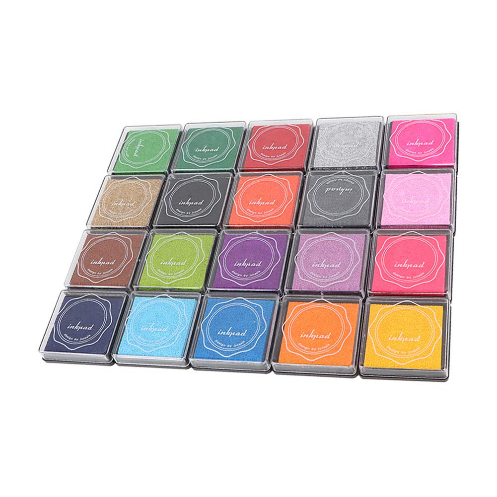 20 Colors Washable Stamp Ink Pads for DIY Crafts - Non-Toxic Ink for Kids Stamping on Paper, Wood, Fabric - Perfect for Scrapbooking, Card Making & School Projects