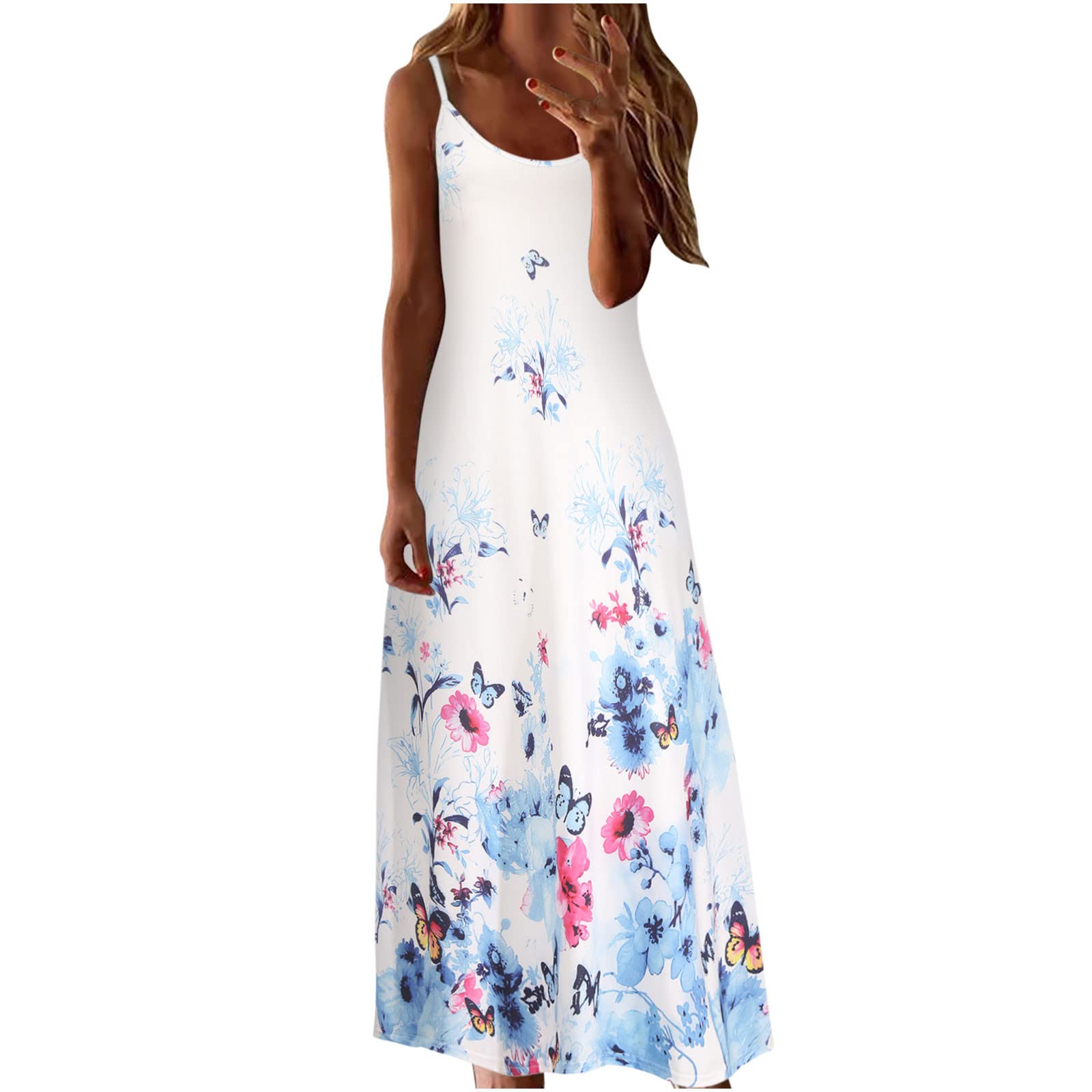 Women's Summer Dresses 2023 - Sleeveless Round Neck Casual Beach Dress | Perfect for Vacations, Pool Parties & Outdoor Events