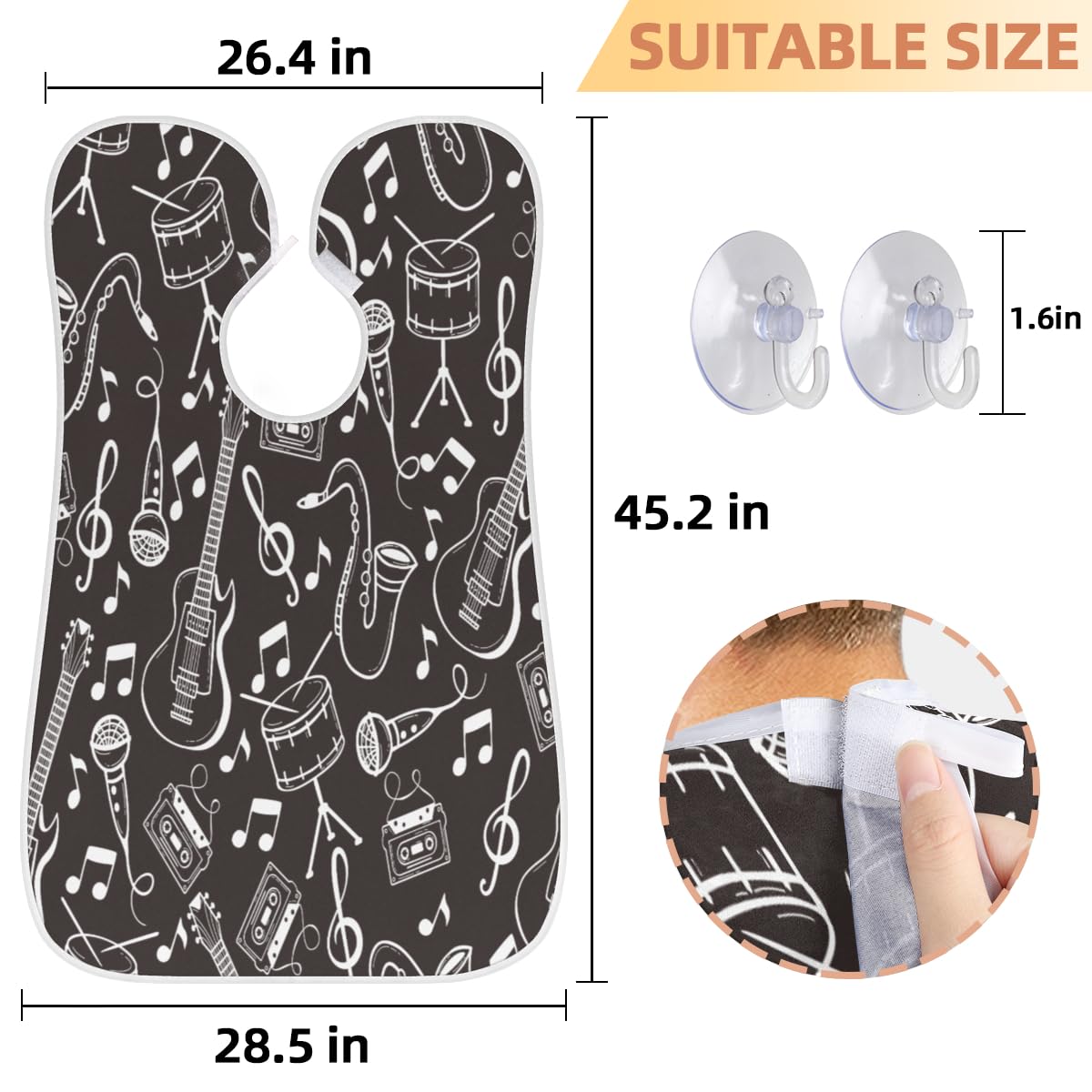 Doodle Style Beard Bib Hair Catcher for Men - Non-Stick Shaving Apron with Suction Cups - Perfect Grooming Cloth for Beards - Great Birthday Gift for Husband or Dad - Ideal for Barbershops & Home Shaving