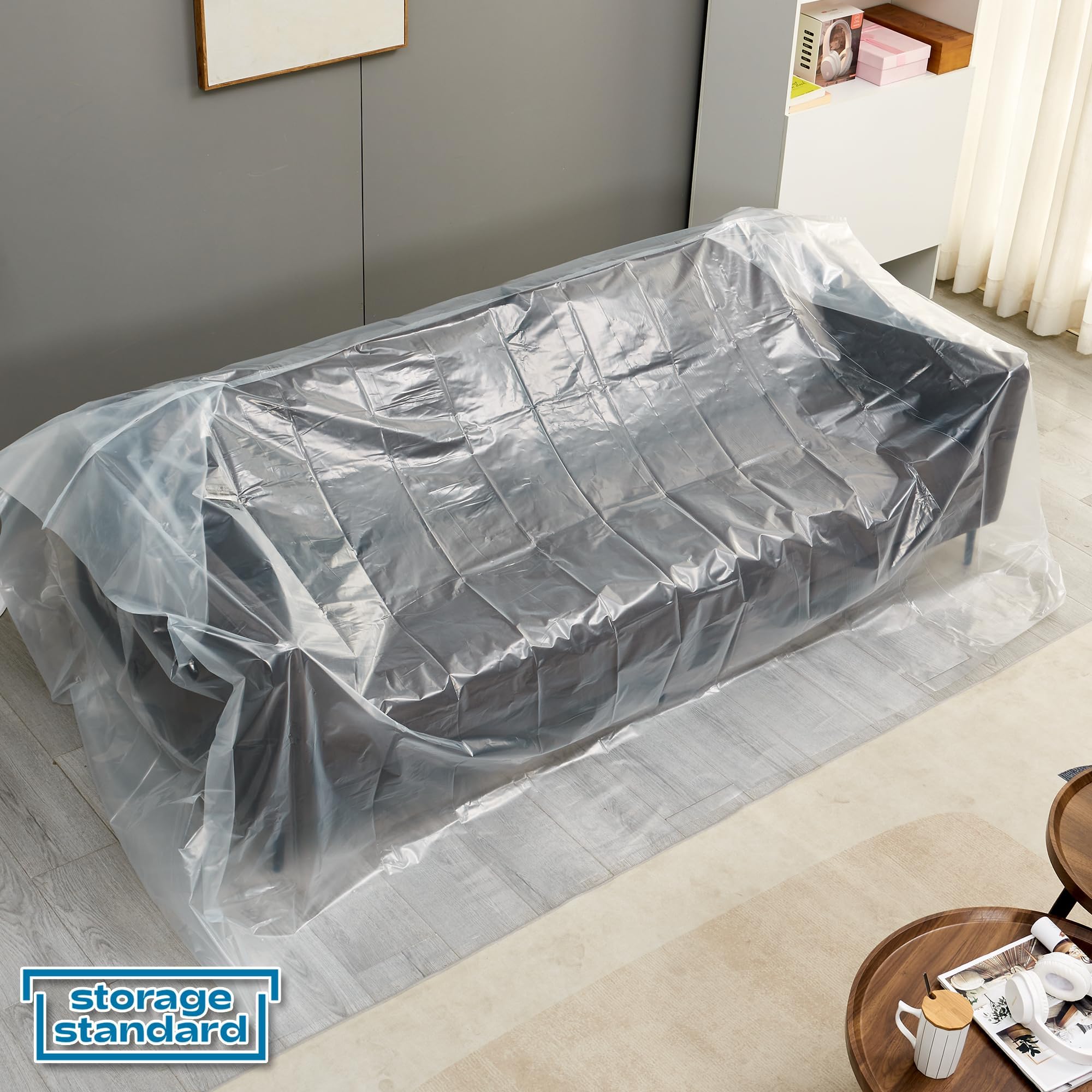 Heavy-Duty Plastic Furniture Covers - Waterproof Sofa Protector for Moving & Storage (96x42x62 Inch) - Home Renovation & Dustproof Use