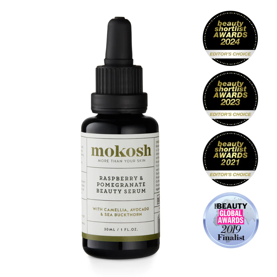 Mokosh Beauty Serum 30ml - Raspberry & Pomegranate Anti-Aging Face Serum for Glowing Skin | Hydrating & Brightening Facial Treatment for Day & Night Use