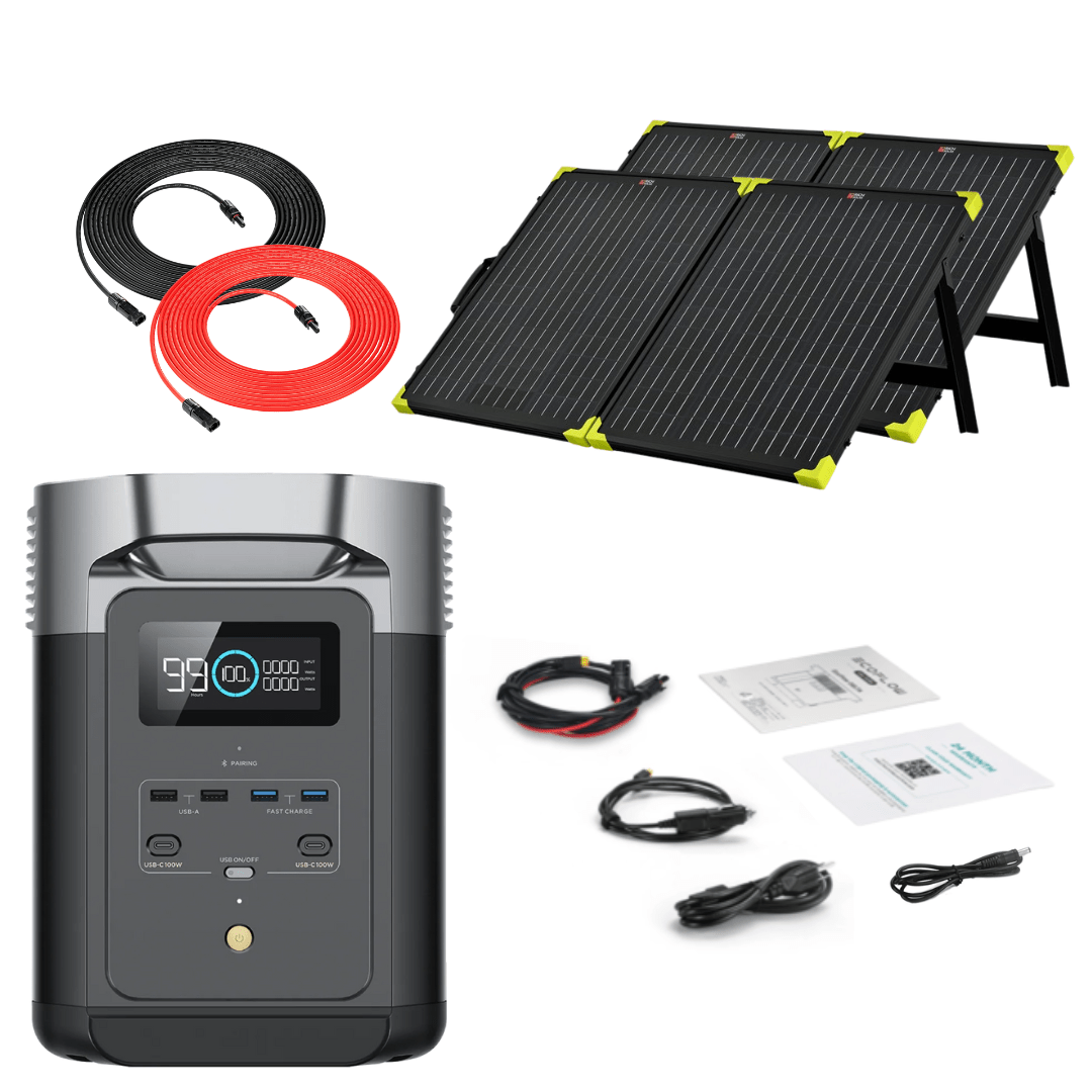 EcoFlow DELTA 2 Portable Power Station - 1024Wh Capacity, 1800W Output with 200W Solar Panel Kit | Solar Generator for Camping, RV, Emergency Backup & Off-Grid Power