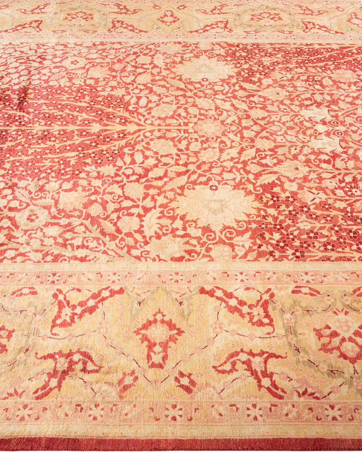 Handmade Wool Oriental Mogul Orange 6x9 Area Rug - Traditional Hand-Knotted One-of-a-Kind Solo Rugs for Living Room, Bedroom & Home Decor
