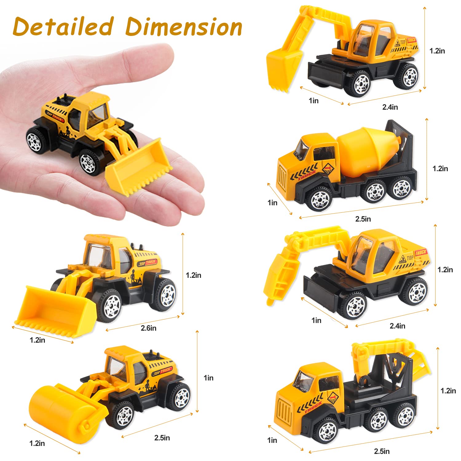 TOY Life 28-Piece Construction Toy Set - Mini Construction Vehicles, Excavator & Truck Toys for Kids | Perfect for Sandbox Play, Construction Themed Birthday Parties & Gifts for Boys | STEM Learning & Imaginative Play