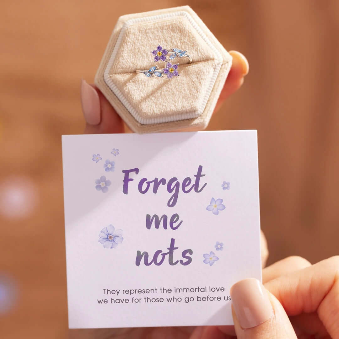 Forget Me Nots Flower Blossom Stacking Rings | YS080 - Dainty Floral Jewelry for Women, Gift for Her, Perfect for Weddings, Anniversaries & Everyday Wear