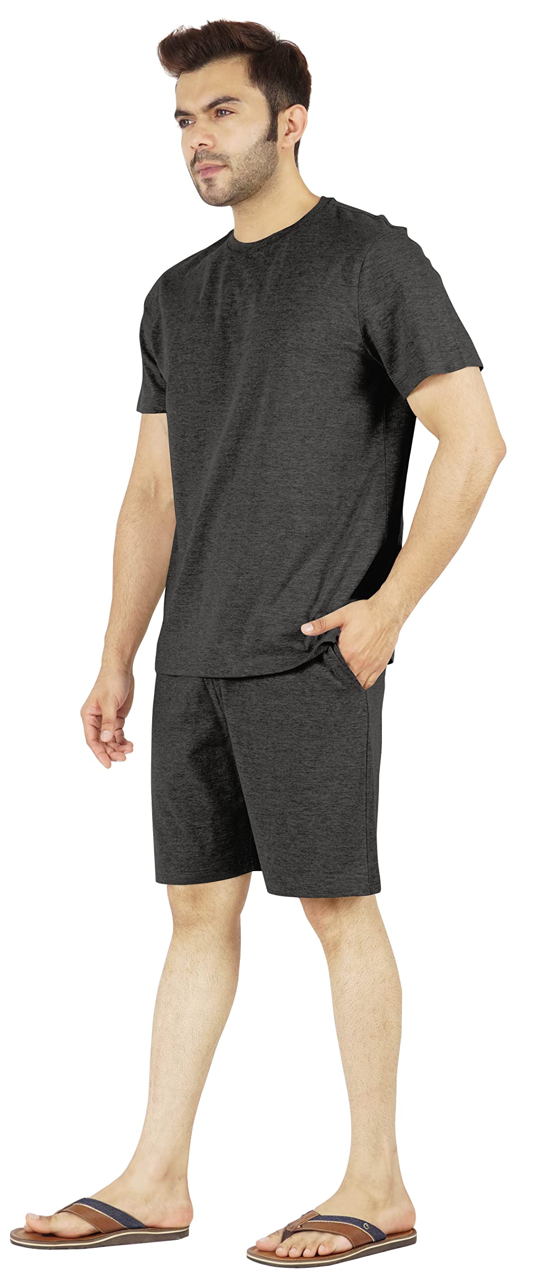 Inkmeso Men's 2-Piece Cotton Pajama Set - Short Sleeve T-Shirt & Shorts for Summer Sleepwear | Comfortable & Breathable Nightwear for Lounging, Travel & Home Relaxation