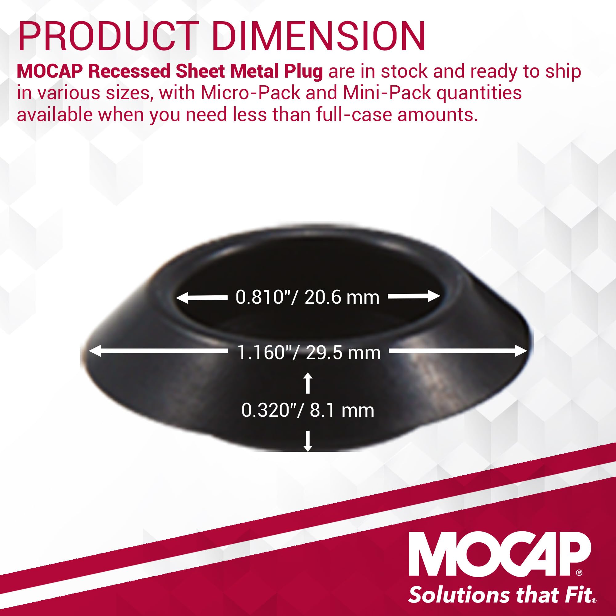 MOCAP Black Flush Sheet Metal Hole Plug for 0.750