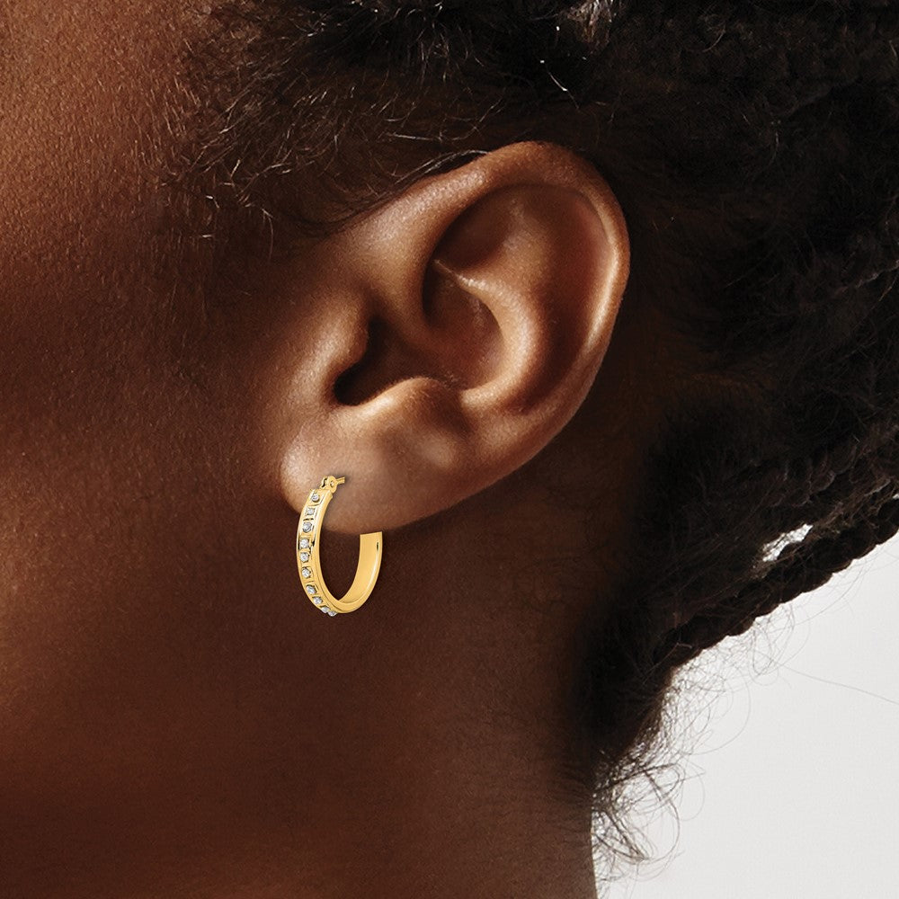 14K Gold Diamond Hoop Earrings for Women - Elegant Polished Design (Model DF345) | Perfect for Weddings, Parties & Everyday Wear