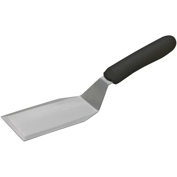 Winco 6x3 Offset Hamburger Turner with Black Handle - Heavy Duty Stainless Steel Spatula for Grilling, BBQ, Flipping Burgers & Pancakes - Perfect for Outdoor Cooking & Restaurant Use