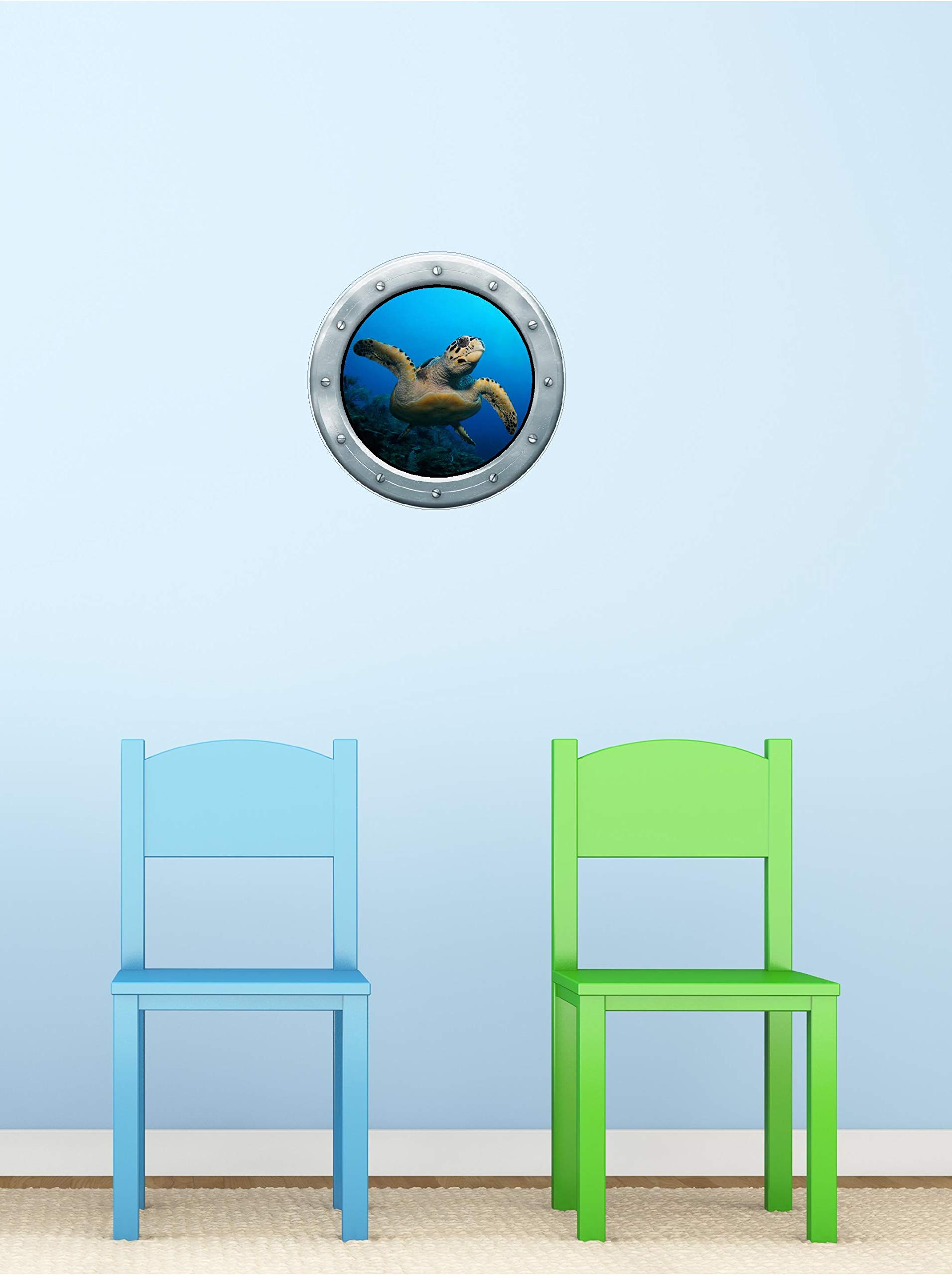 Kids Sea Turtle Window Stickers - Ocean Fish Aquarium Peel and Stick Wall Decals for Bedroom, Nursery & Playroom Decor