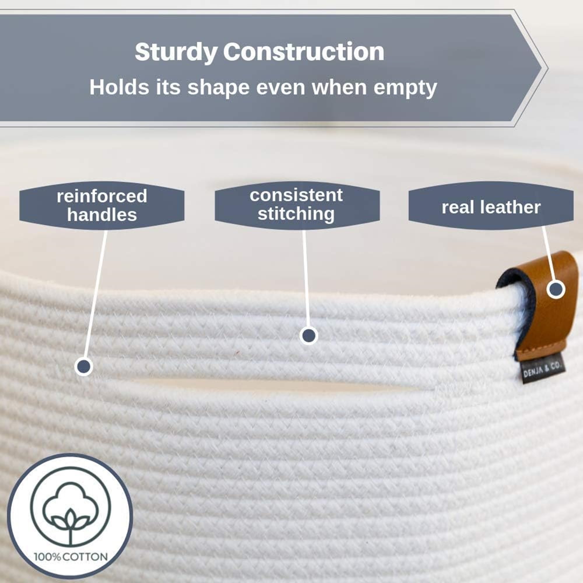 DENJA & CO Large Woven Cotton Rope Basket - 17.7
