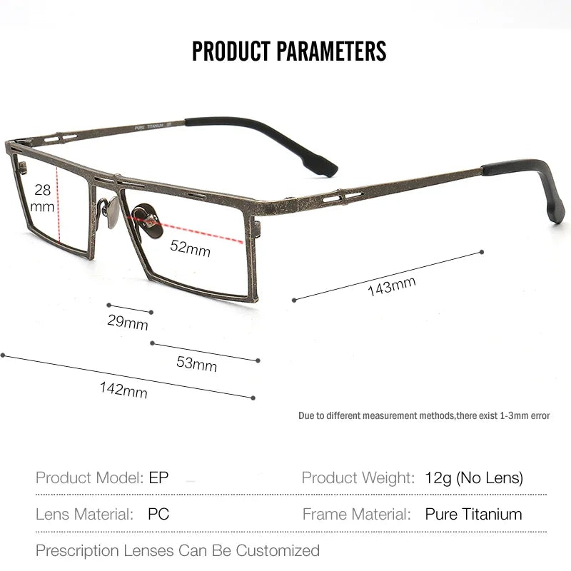 Stylish Aror Unisex Full Rim Square Titanium Eyeglasses Frame 47760 - Perfect for Work, Reading & Everyday Fashion