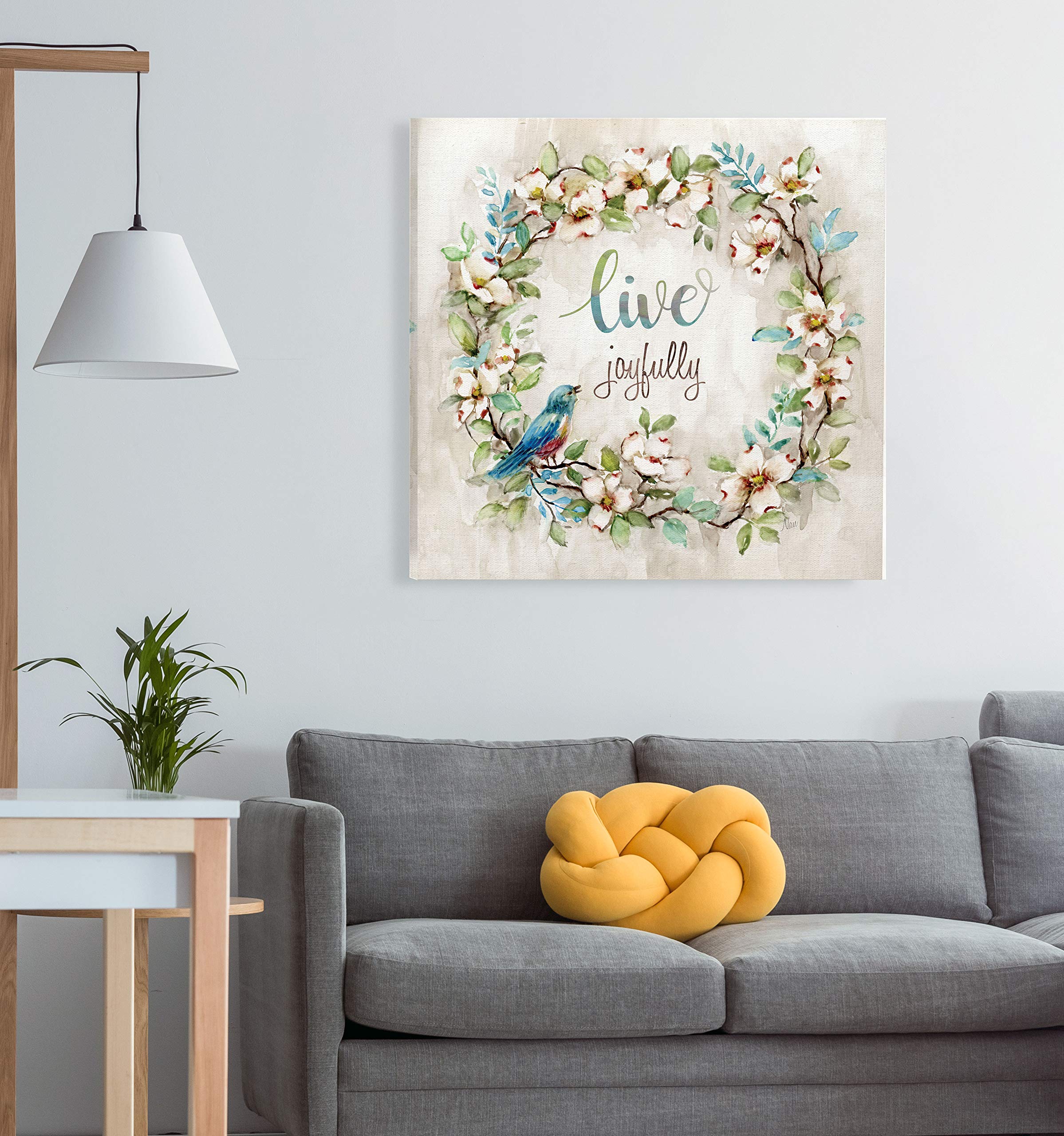 Wexford Home Live Joyfully Gallery Wrapped Canvas Wall Art - Modern Home Decor for Living Room, Bedroom & Office - Ready to Hang Framed Painting