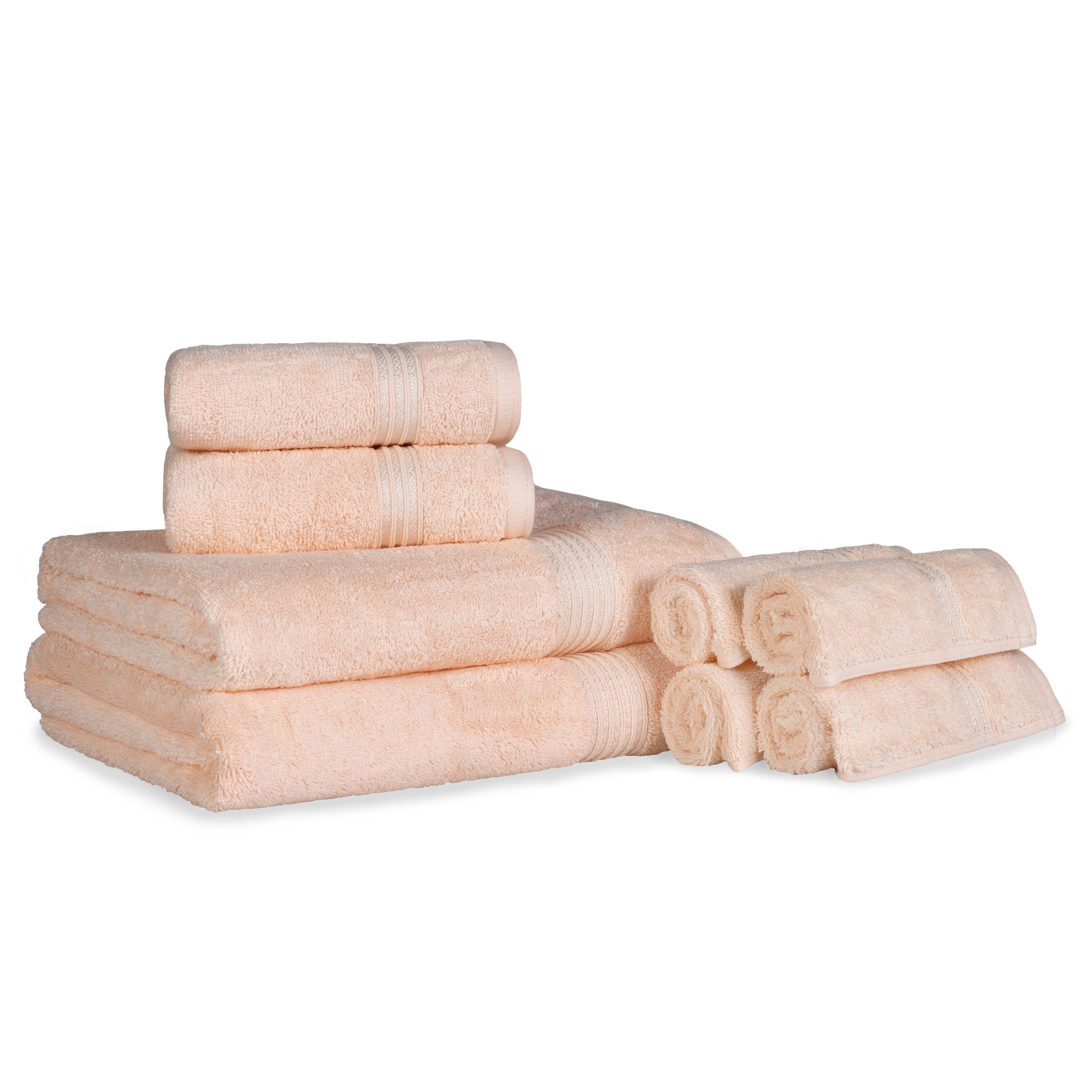 Premium Egyptian Cotton 8-Piece Bath Towel Set - Ultra Soft, Highly Absorbent & Quick-Drying - Perfect for Spa, Bathroom & Beach Use